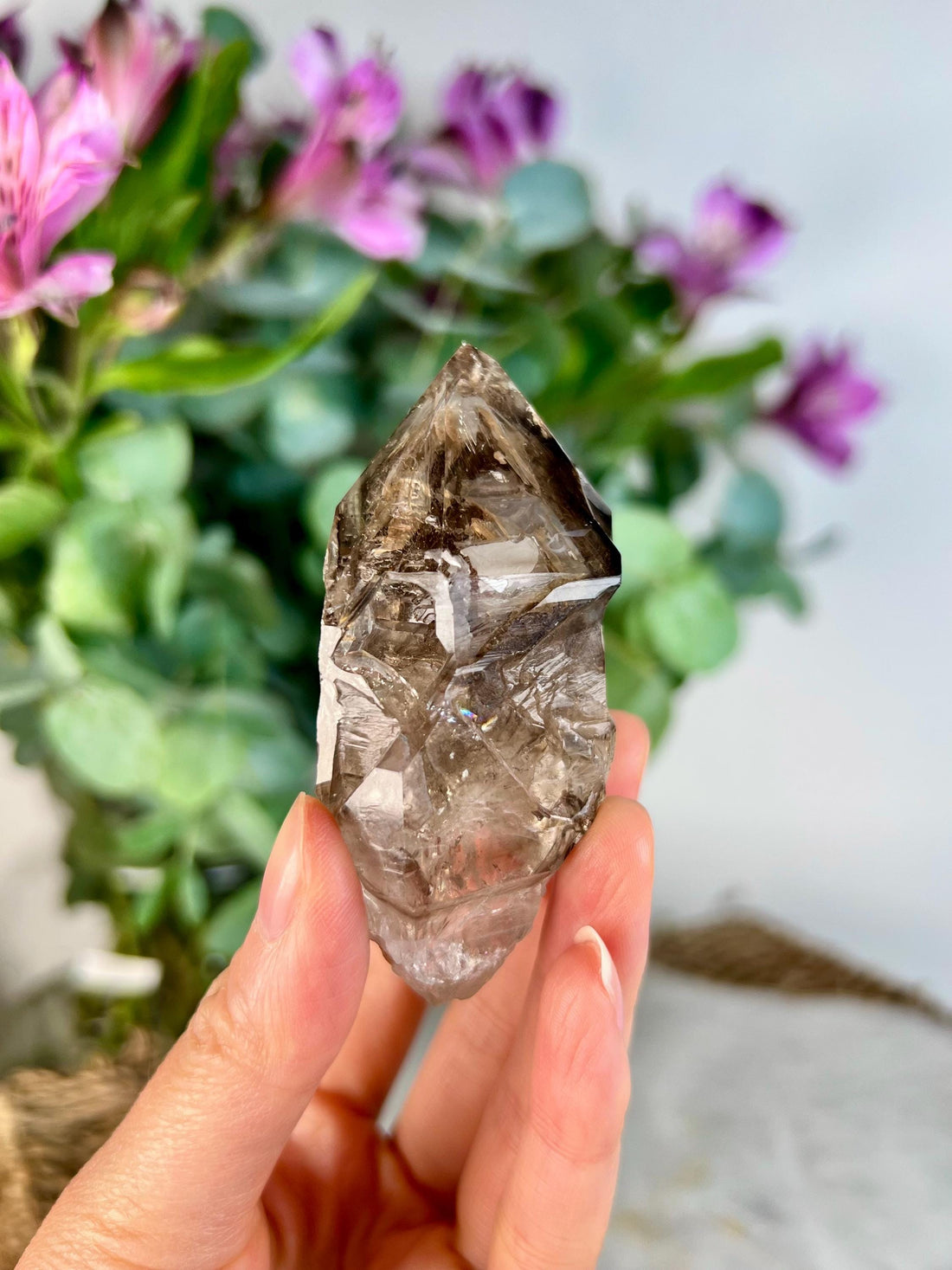 Grade AAA Elestial Smoky Quartz | Natural High-Vibe Formation from Araçuai, Brazil | Unique & Powerful 110g, SEH06