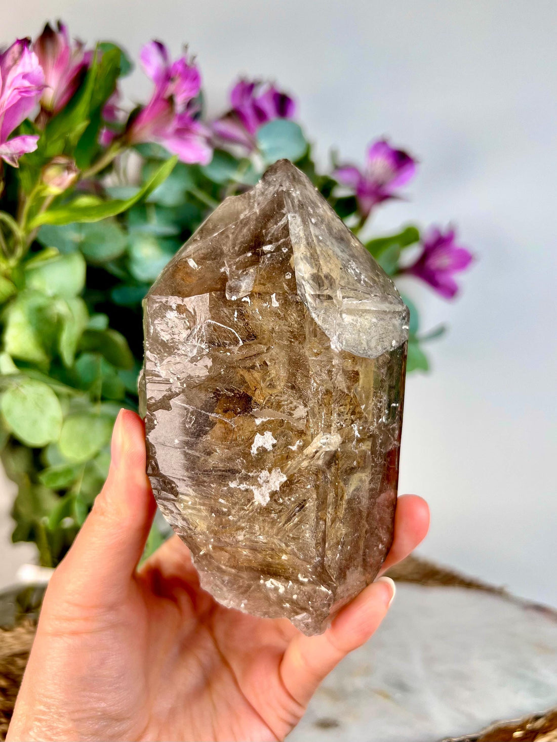 Grade AAA Elestial Smoky Quartz | Natural High-Vibe Formation from Araçuai, Brazil | Unique & Powerful 465g, SEH07