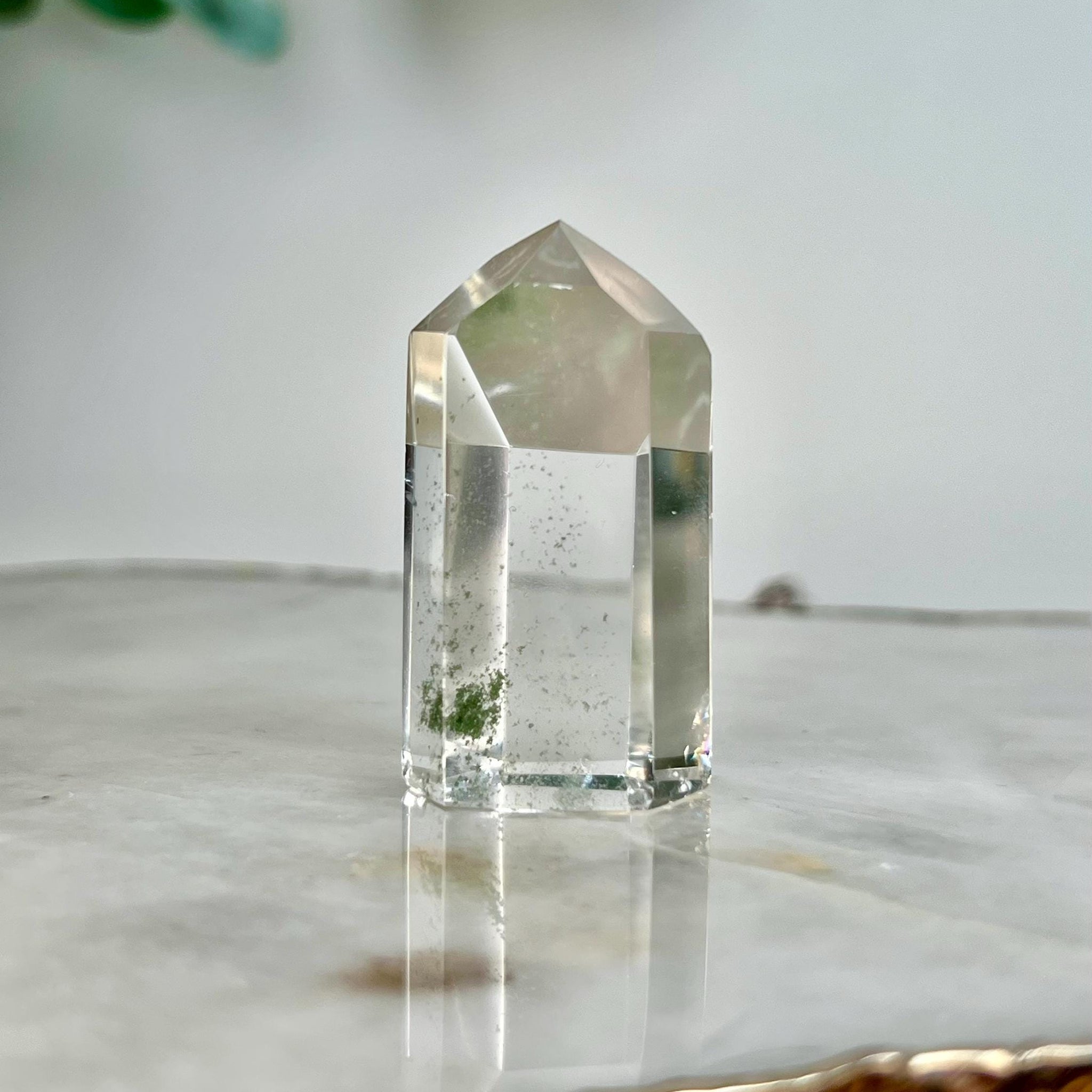 Grade AA+ Clear Quartz Tower with Chlorite from Brazil, Ethically Sourced for Flood Relief | Minor Polish Imperfections 28-36g