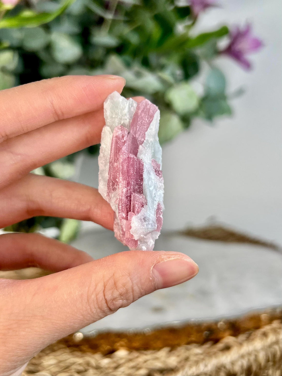 Grade AA Natural Pink Tourmaline on Aquamarine, A Harmonious Blend of Love and Serenity PTC53, 26g