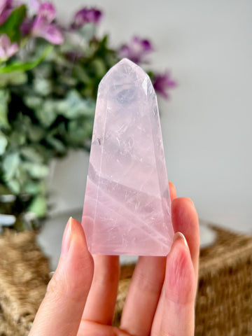 Grade AA Natural Rose Quartz Tower – Emotional Healing & Self-Love Crystal, from Bahia, Brazil RC19, 73g DISCOUNTED for minor imperfections