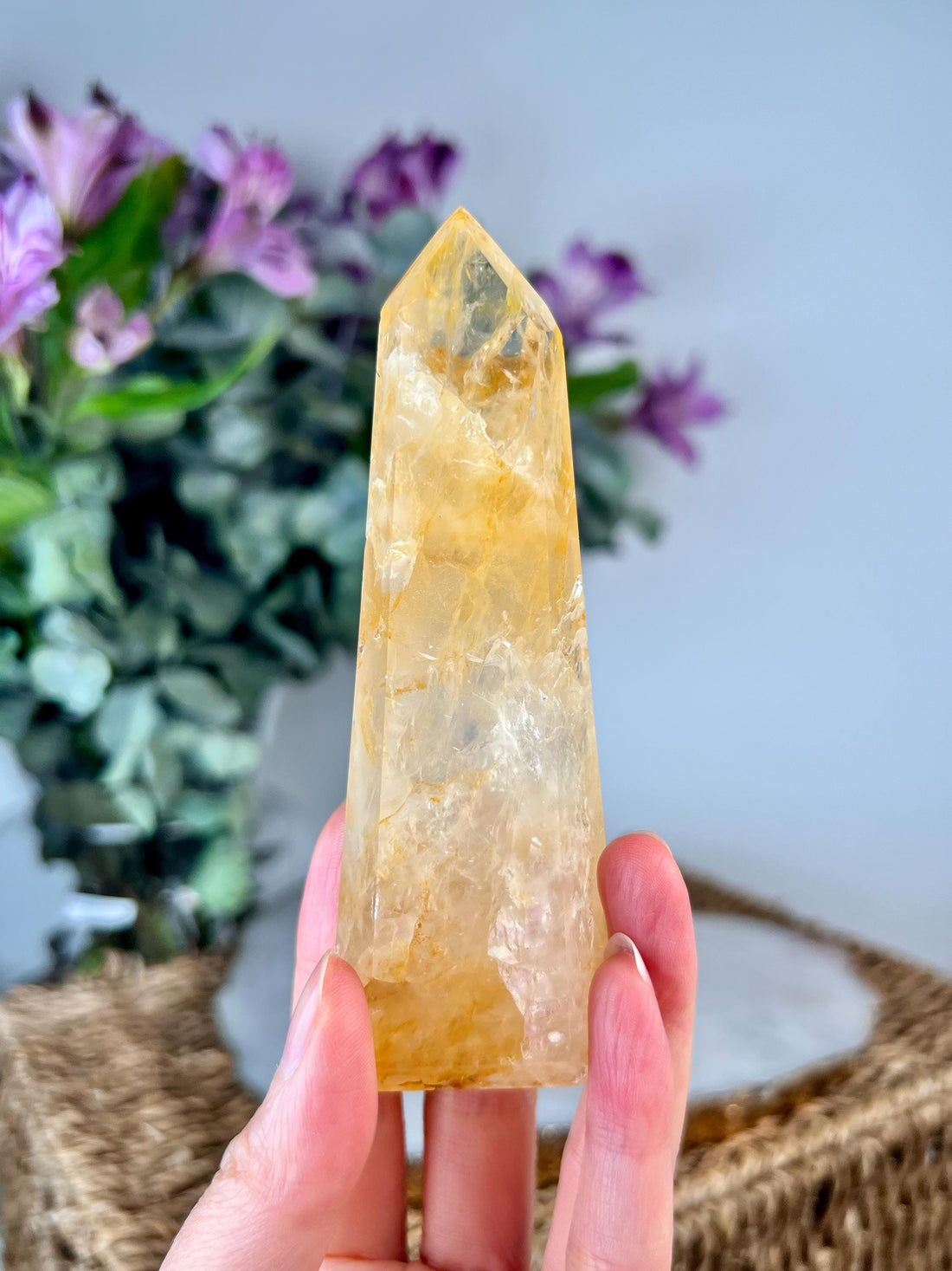 Grade AAA Golden Healer Tower - Natural Hematoid Quartz for Ultimate Healing, Abundance, and High Energy Frequency GHC59, 138g