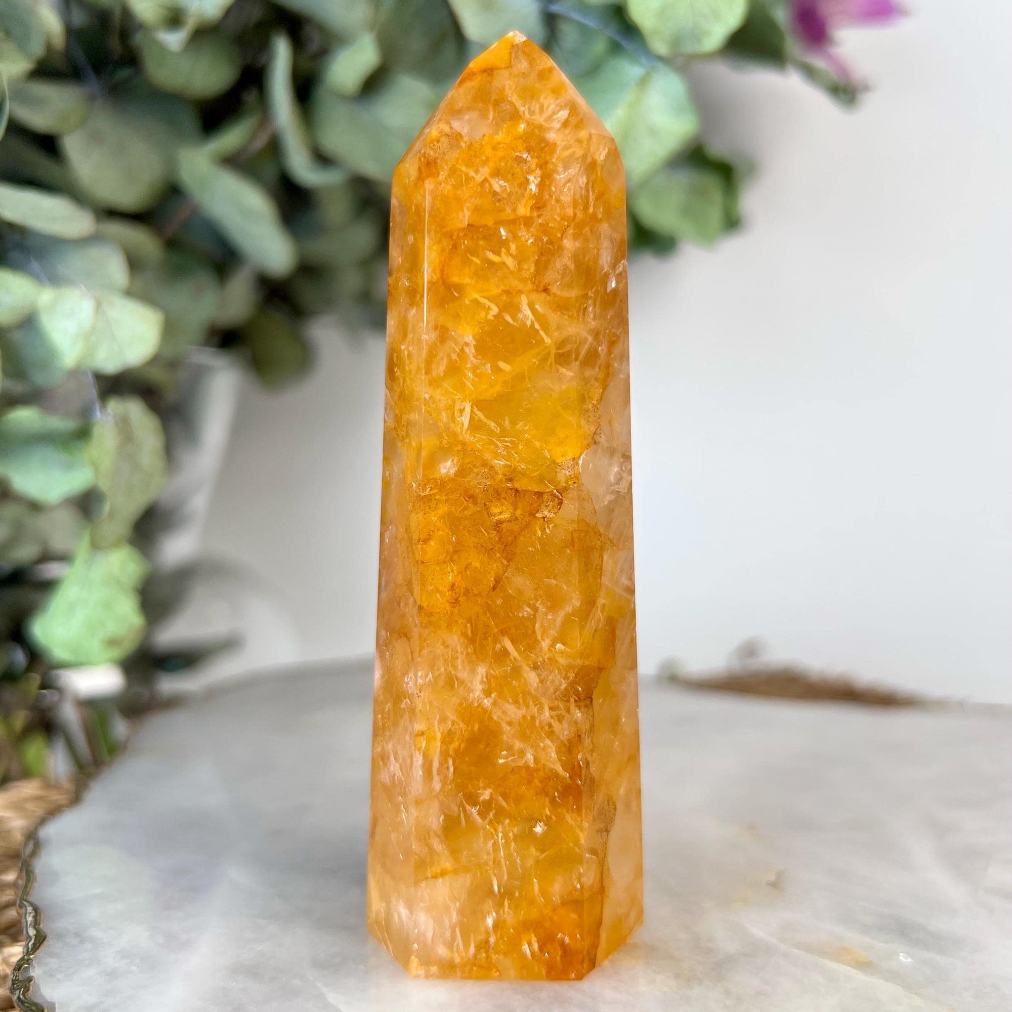 Grade AAA Golden Healer Tower - Natural Hematoid Quartz for Ultimate Healing, Abundance, and High Energy Frequency GHC60, 146g