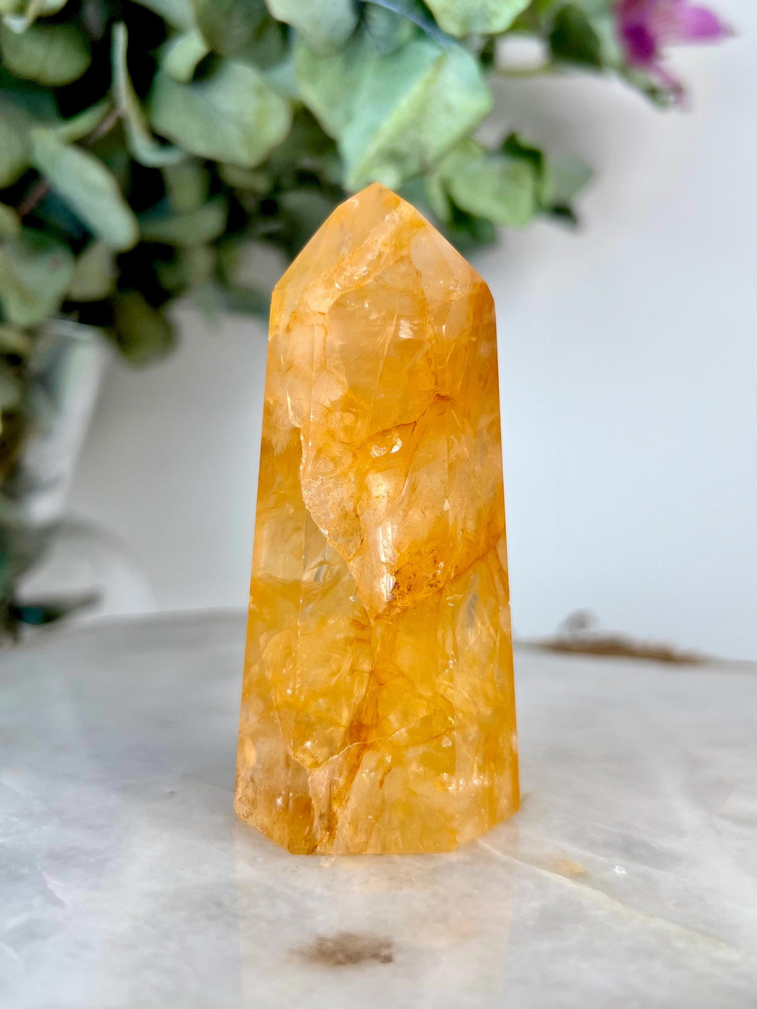 Grade AAA Golden Healer Tower - Natural Hematoid Quartz for Ultimate Healing, Abundance, and High Energy Frequency GHC61, 128g