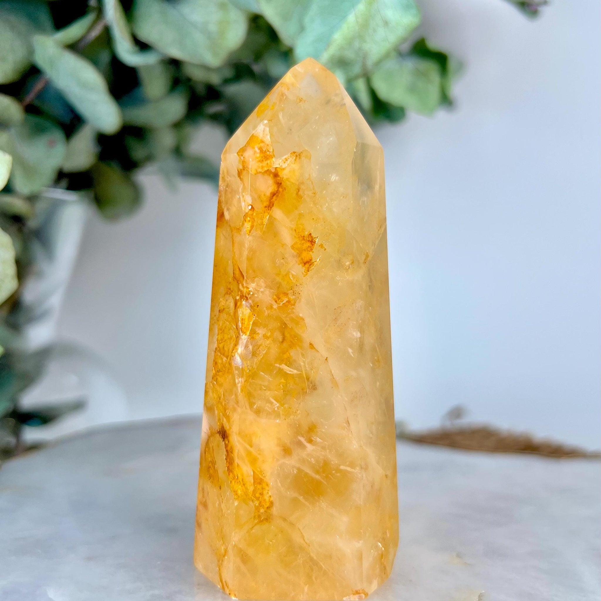 Grade AAA Golden Healer Tower - Natural Hematoid Quartz for Ultimate Healing, Abundance, and High Energy Frequency GHC62, 163g
