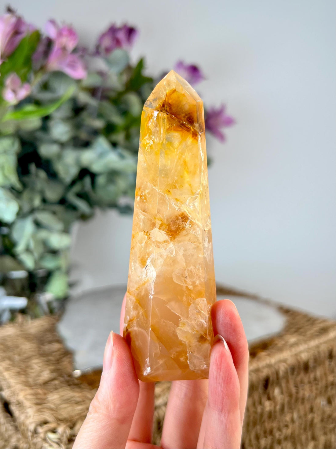 Grade AAA Golden Healer Tower - Natural Hematoid Quartz for Ultimate Healing, Abundance, and High Energy Frequency GHC63, 161g