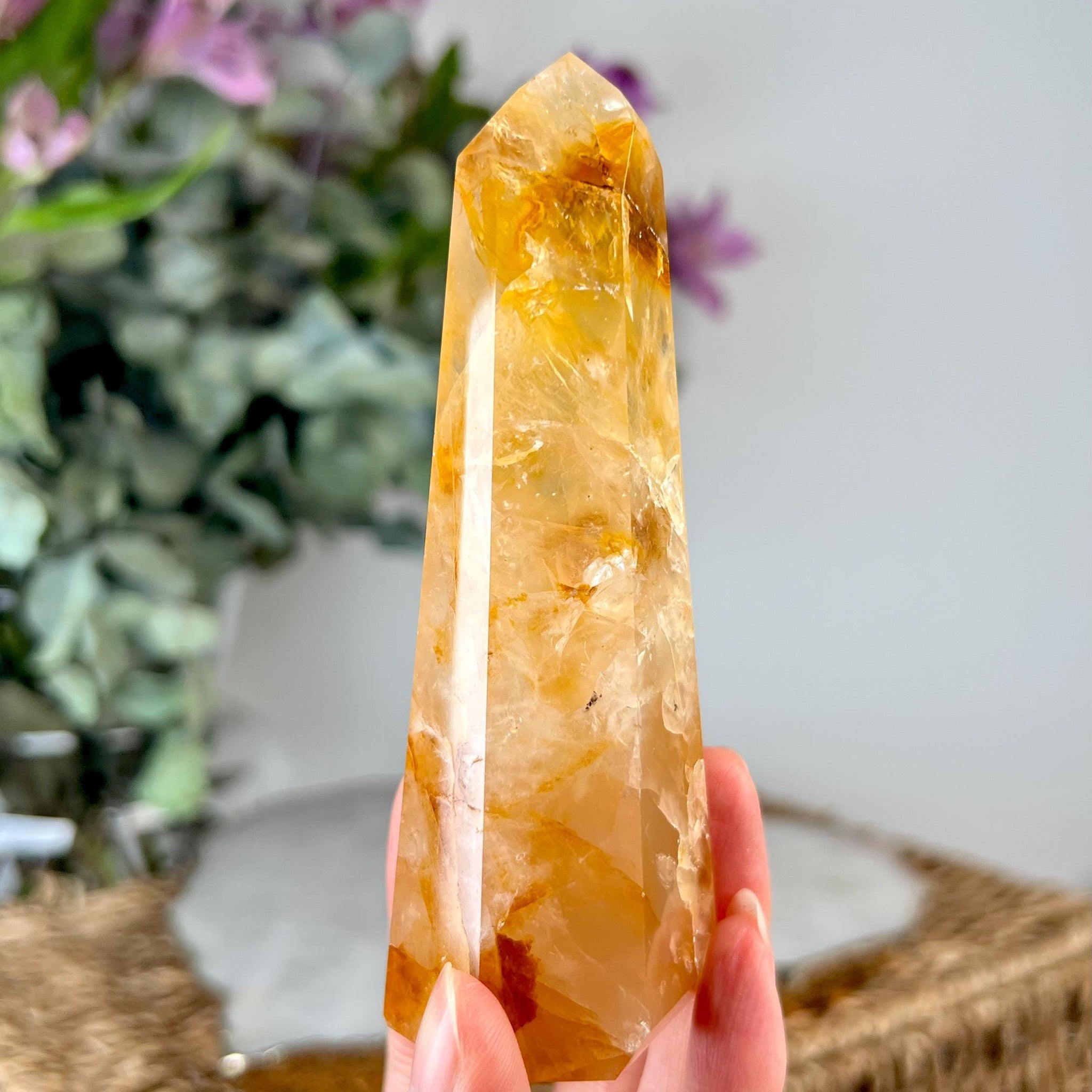 Grade AAA Golden Healer Tower - Natural Hematoid Quartz for Ultimate Healing, Abundance, and High Energy Frequency GHC63, 161g