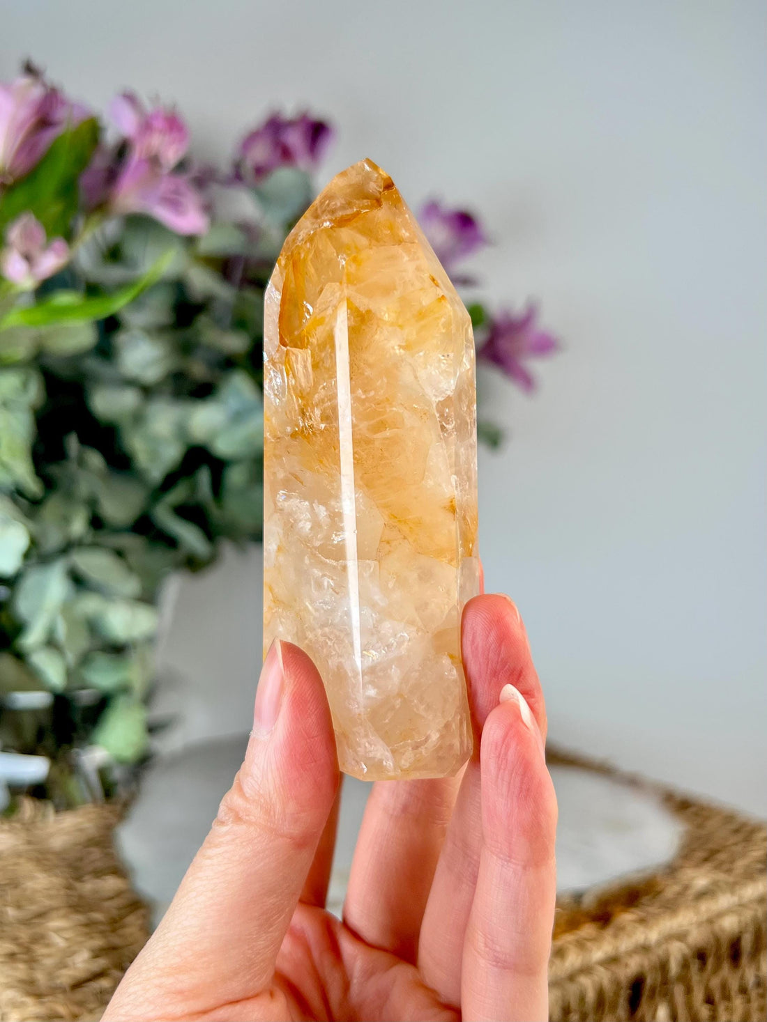 Grade AAA Golden Healer Tower - Natural Hematoid Quartz for Ultimate Healing, Abundance, and High Energy Frequency GHC64, 171g