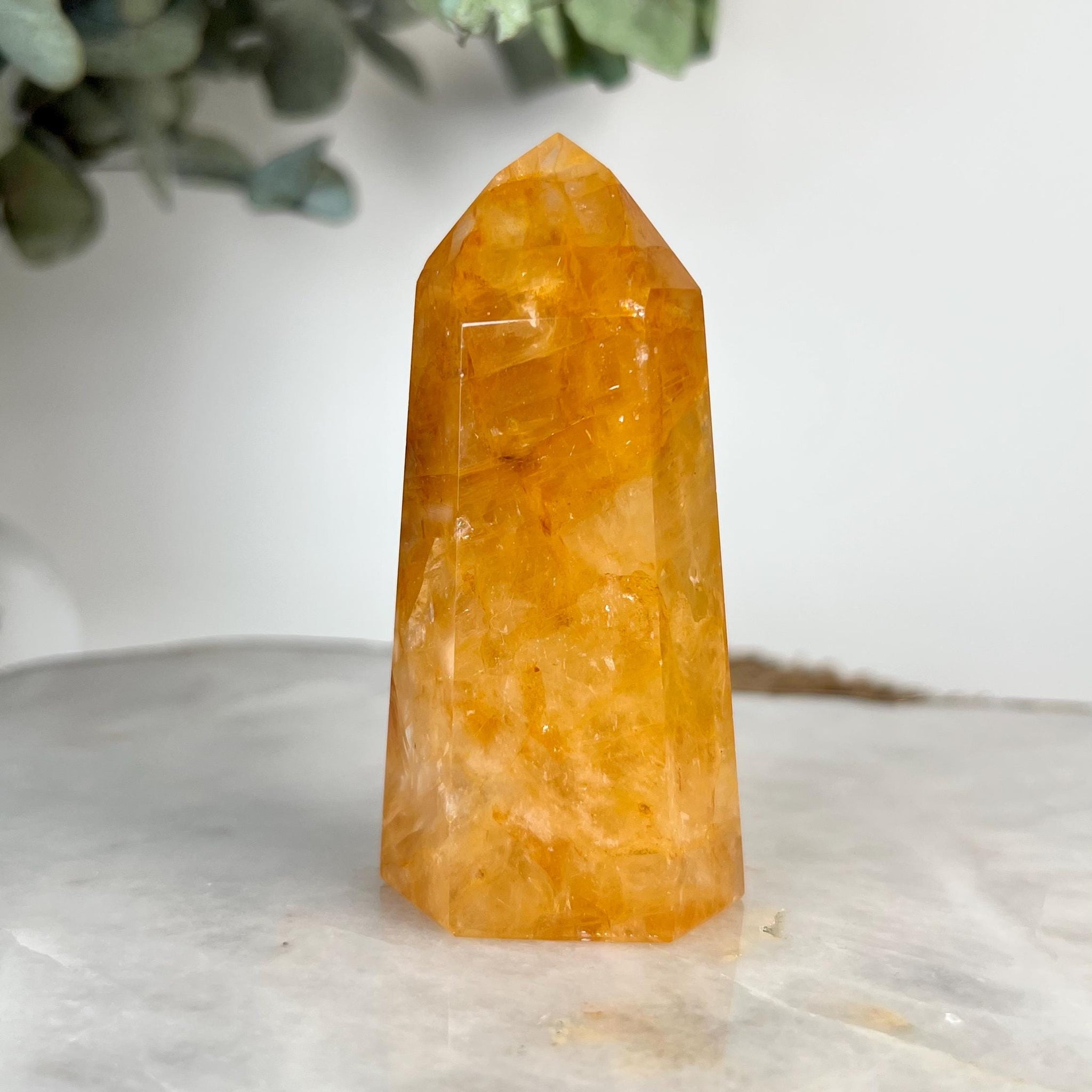 Grade AAA Golden Healer Tower - Natural Hematoid Quartz for Ultimate Healing, Abundance, and High Energy Frequency GHC65, 127g
