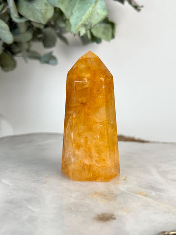 Grade AAA Golden Healer Tower - Natural Hematoid Quartz for Ultimate Healing, Abundance, and High Energy Frequency GHC65, 127g