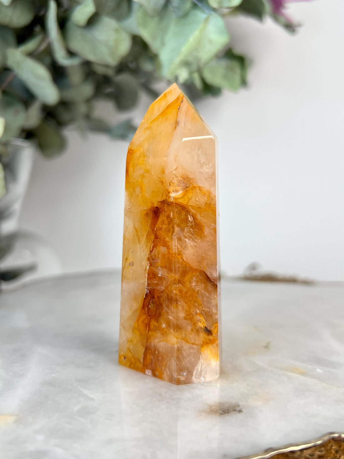 Grade AAA Golden Healer Tower - Natural Hematoid Quartz for Ultimate Healing, Abundance, and High Energy Frequency GHC66, 113g