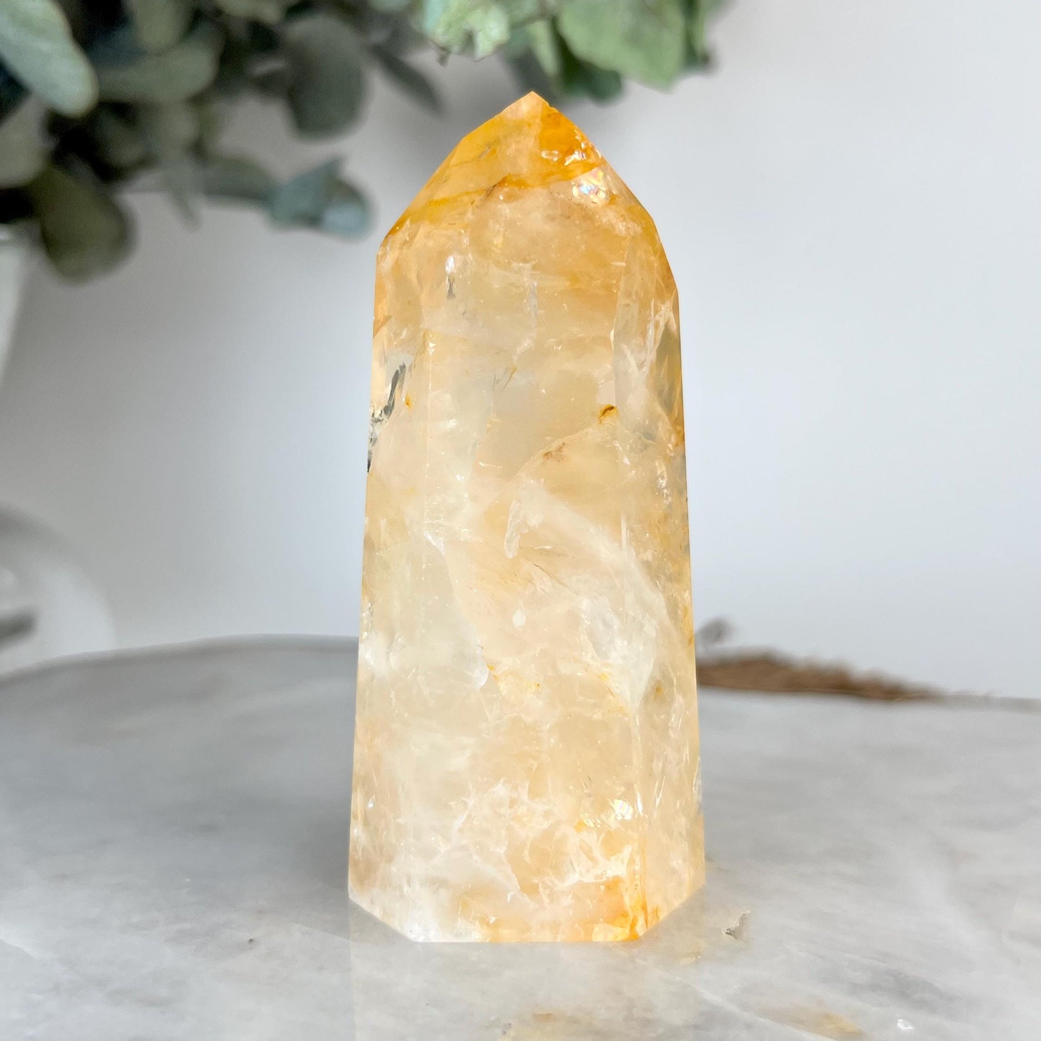 Grade AAA Golden Healer Tower - Natural Hematoid Quartz for Ultimate Healing, Abundance, and High Energy Frequency GHC68, 136g
