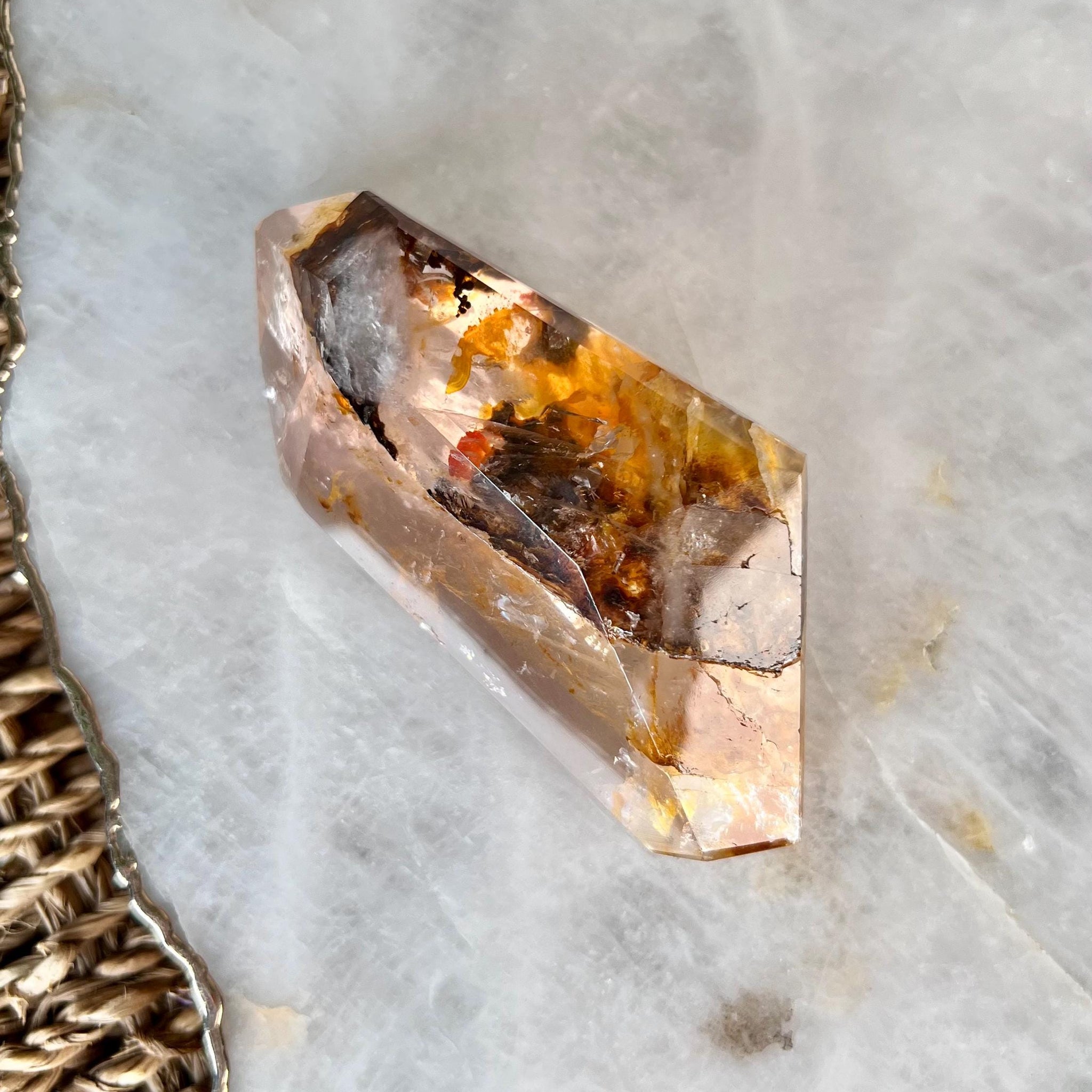 Grade AAA Golden Healer Rose Quartz Freeform with Iron - A Celestial Beacon of Love and Healing, GRC88, 122g