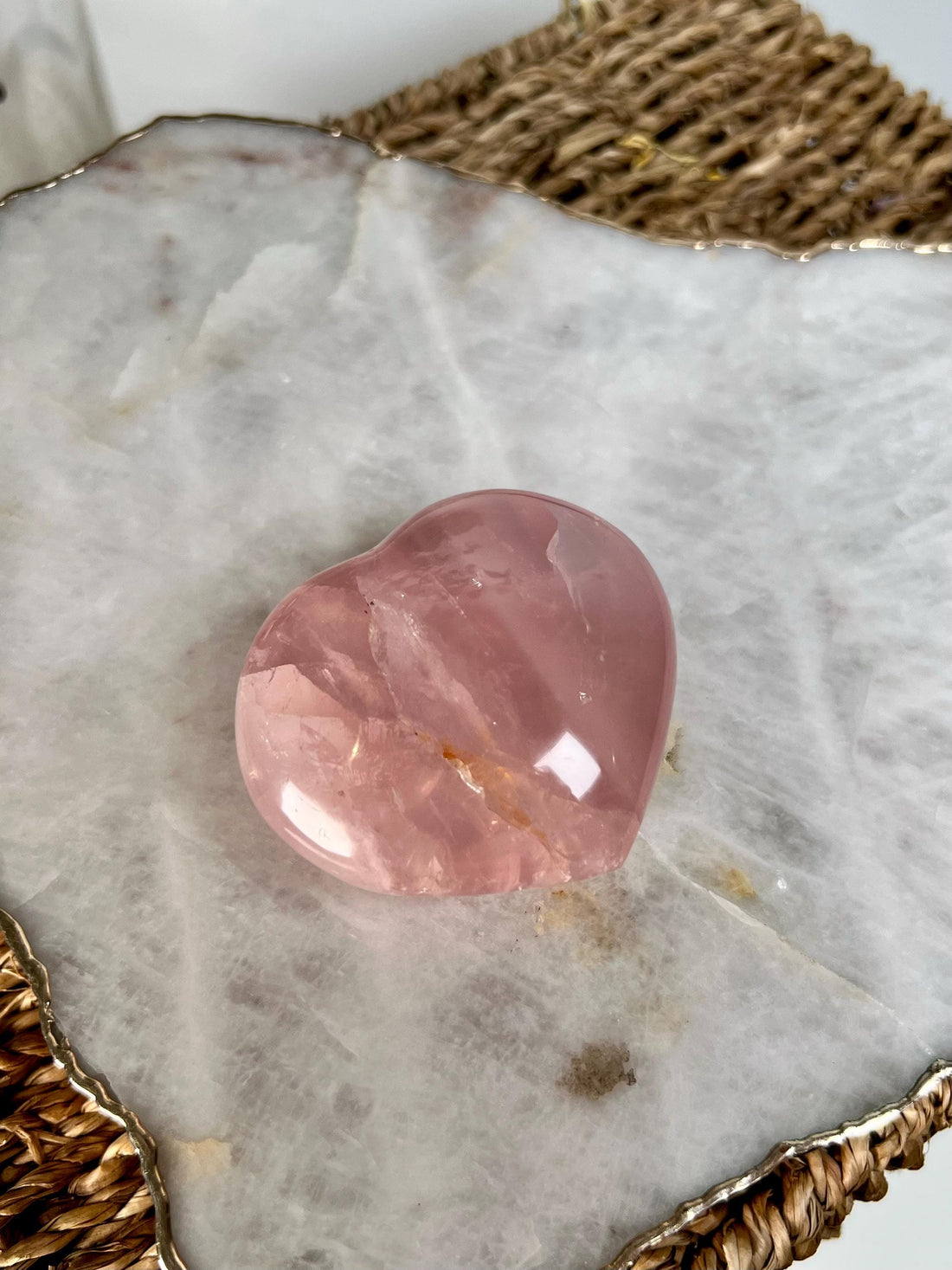 Grade AAA Rose Quartz Heart with Hematoid,  Rainbow & Starlight | High-Vibe Crystal from Madagascar | Love • Healing • Radiance, RH04, 334g