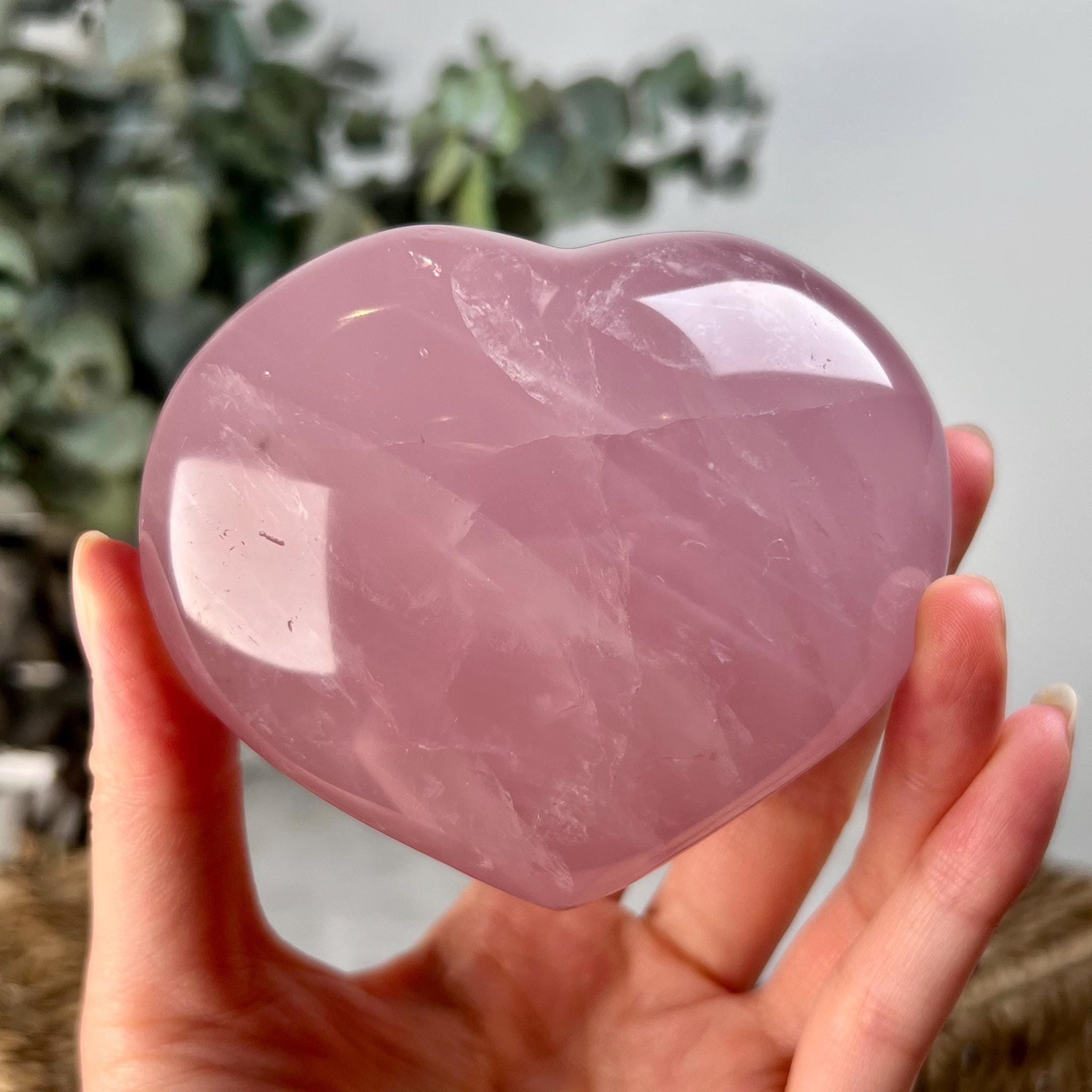 Grade AA Rose Quartz Heart with Rainbow & Starlight | High-Vibe Crystal from Madagascar | Love • Healing • Radiance, RH05, 435g
