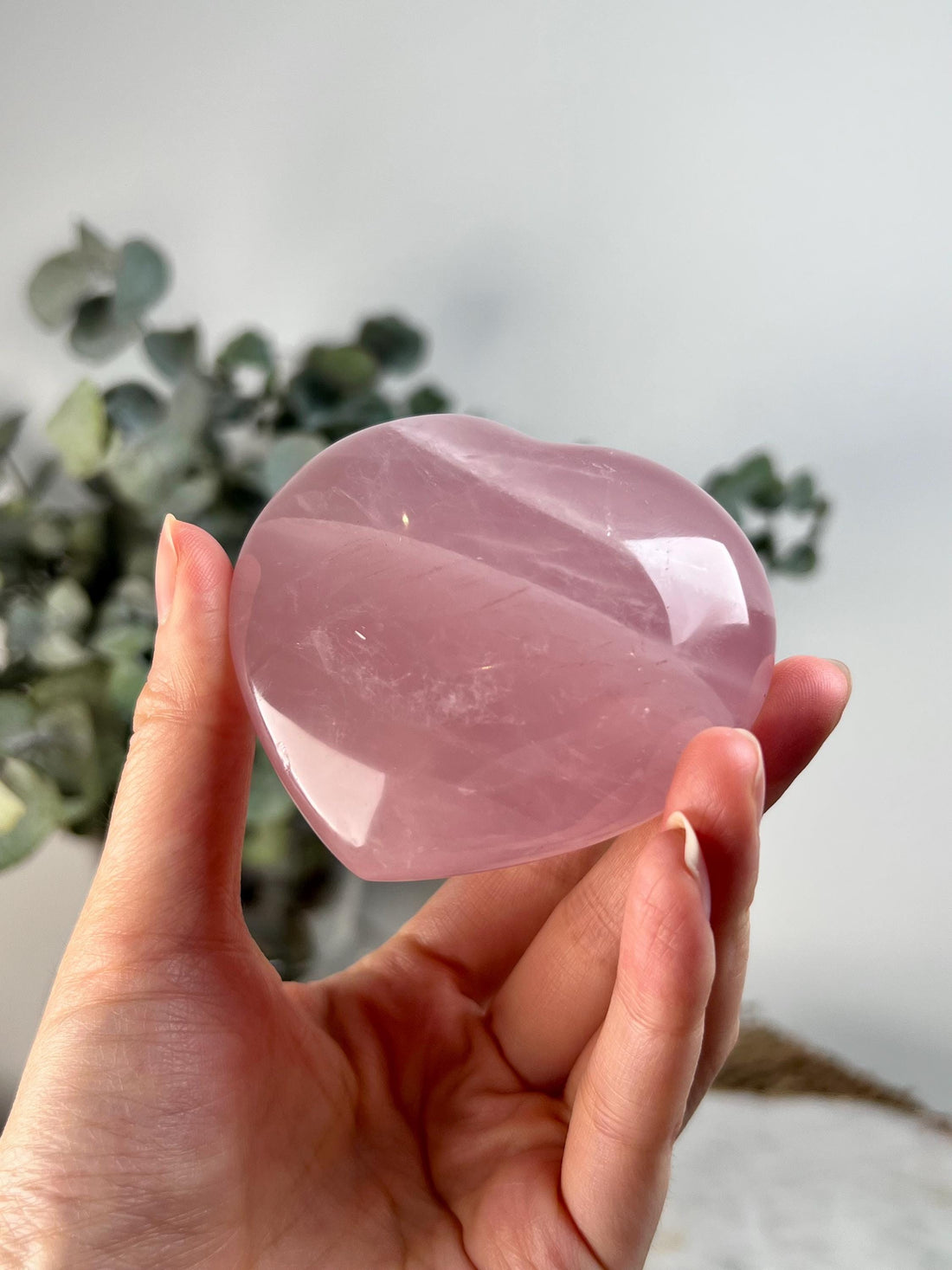 Grade AA Rose Quartz Heart with Rainbow & Starlight | High-Vibe Crystal from Madagascar | Love • Healing • Radiance, RH06, 249g