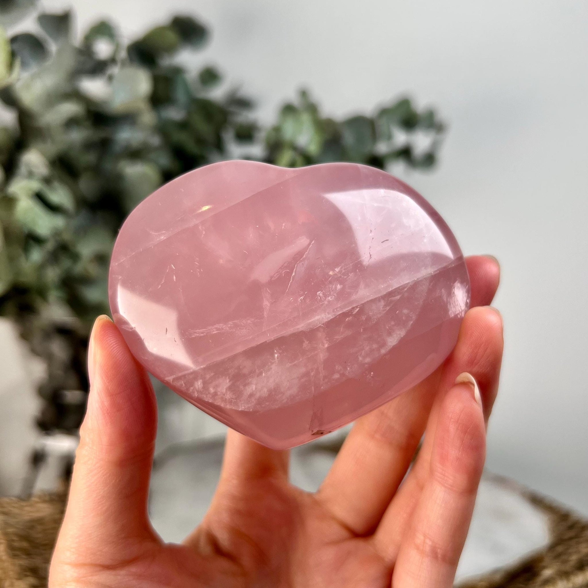 Grade AA Rose Quartz Heart with Rainbow & Starlight | High-Vibe Crystal from Madagascar | Love • Healing • Radiance, RH09, 243g