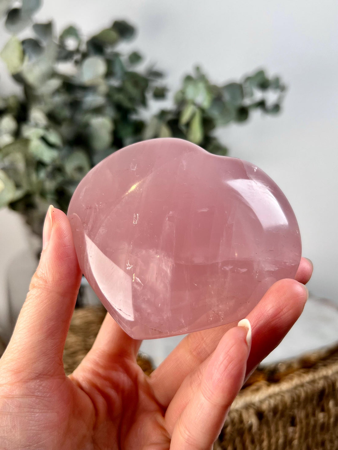 Grade AA Rose Quartz Heart with Rainbow & Starlight | High-Vibe Crystal from Madagascar | Love • Healing • Radiance, RH12, 236g