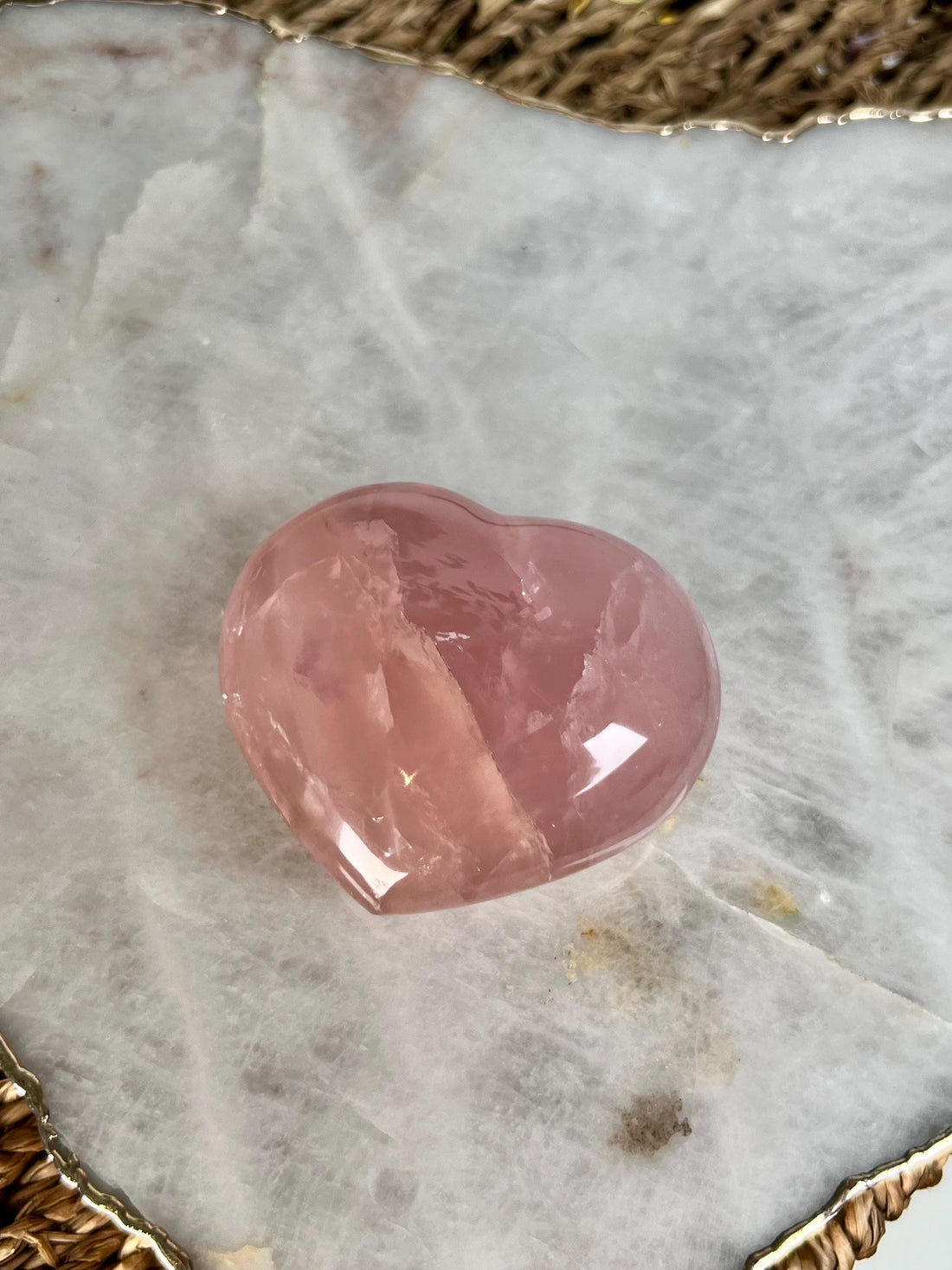 Grade A Rose Quartz Heart with Iron & Starlight | High-Vibe Crystal from Madagascar | Love • Healing • Radiance, RH16, 164g