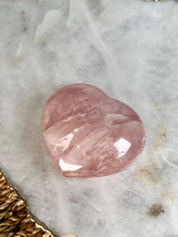 Grade A Rose Quartz Heart with Iron & Starlight | High-Vibe Crystal from Madagascar | Love • Healing • Radiance, RH16, 164g