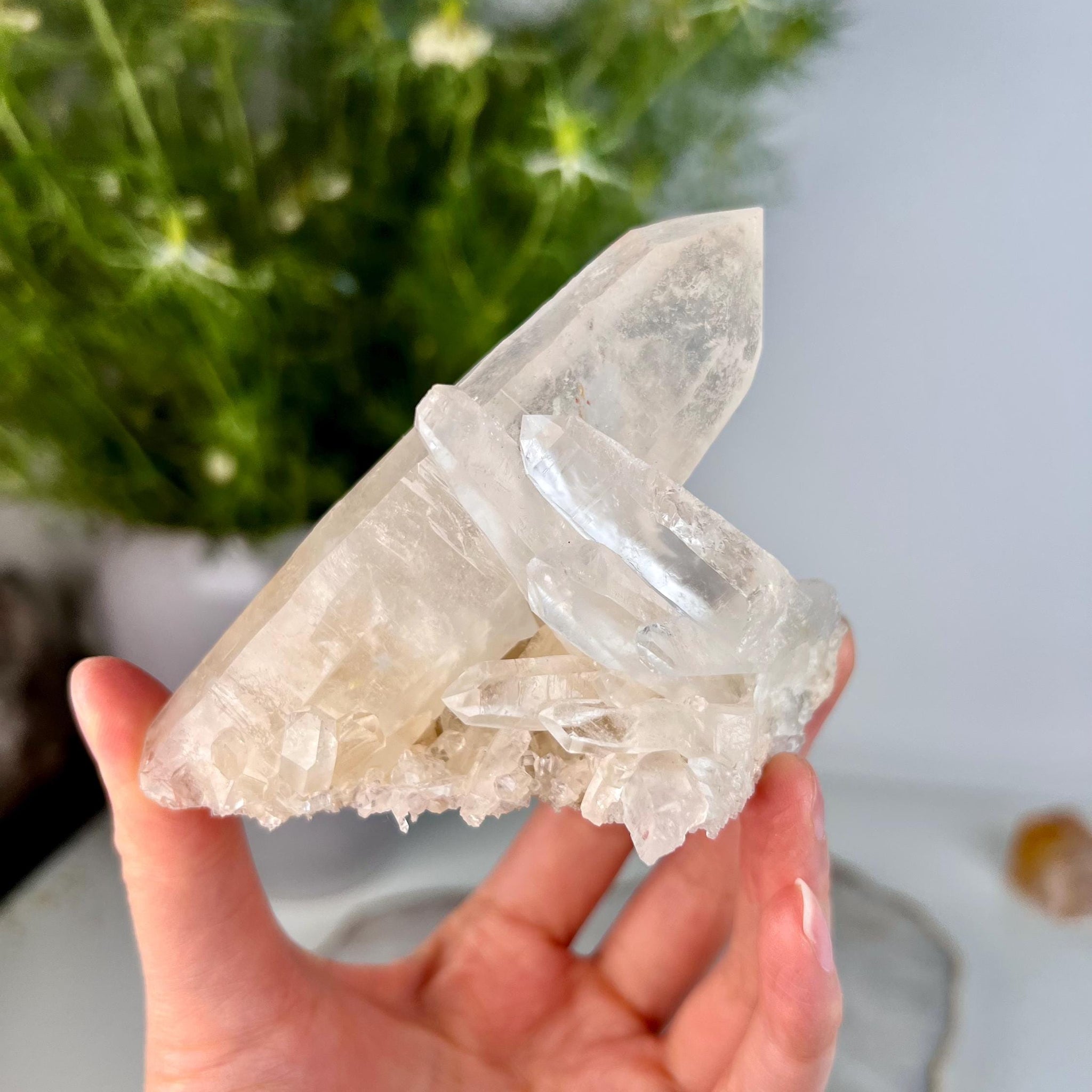 Grade A+ Natural Quartz Cluster with Inclusions from Diamantina, Brazil | with Iron and Black Rutile | QL02, 234g