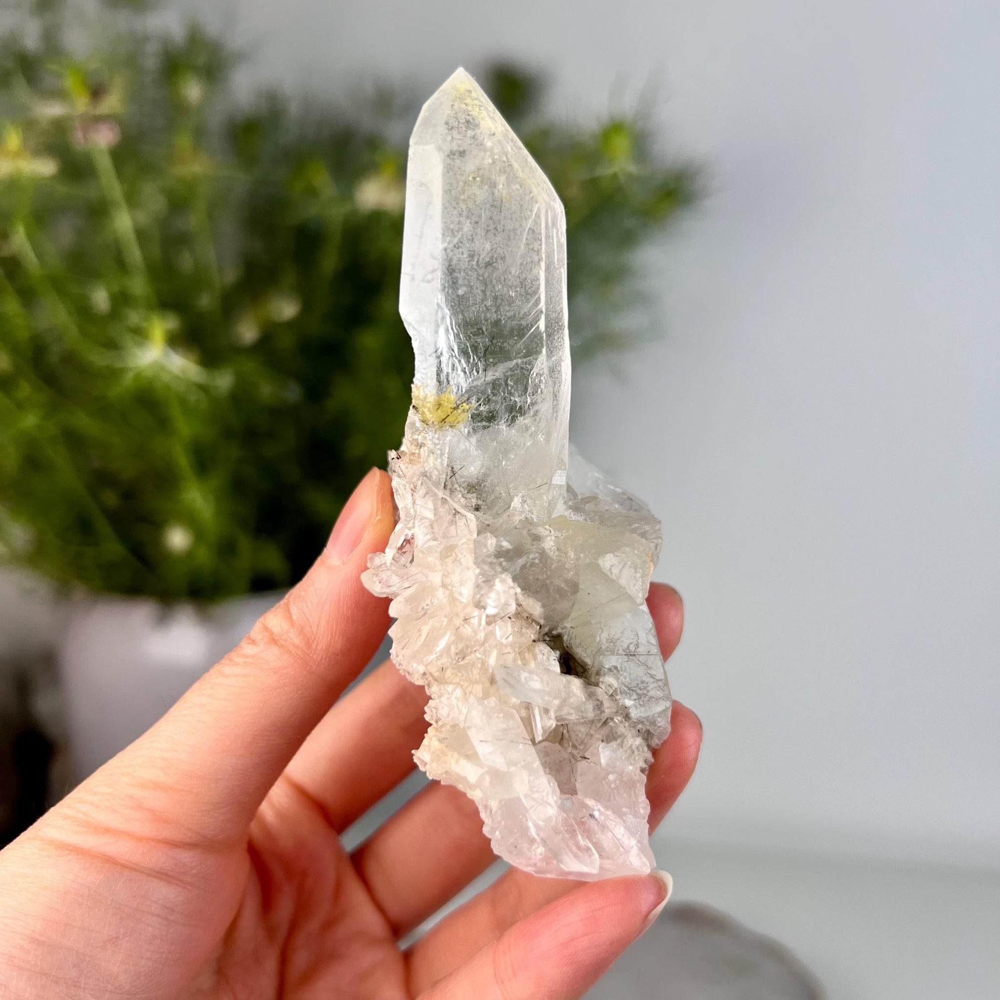 Grade A+ Natural Quartz Cluster with Inclusions from Diamantina, Brazil | Lodolite • Iron • Black Rutile | QL04, 110g