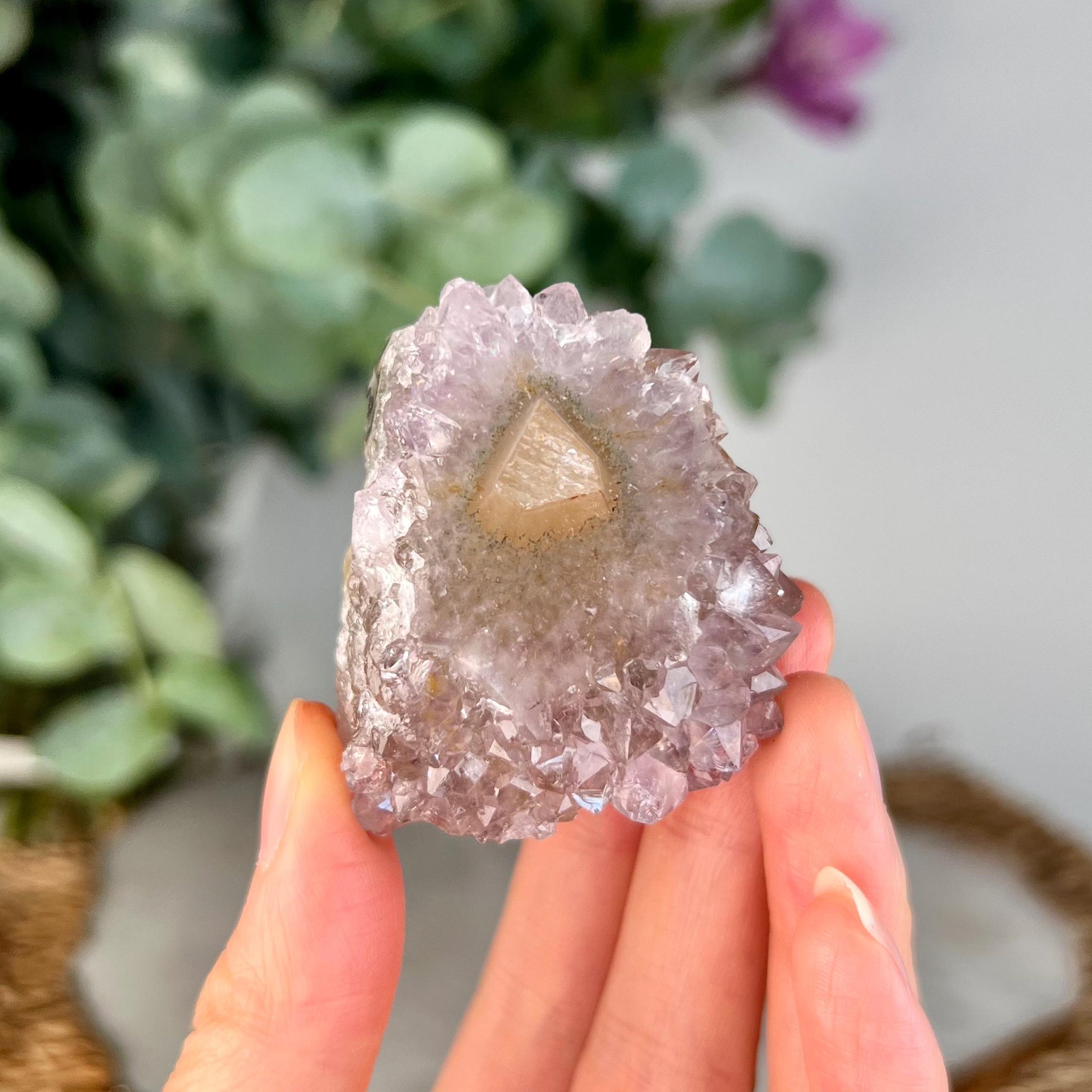 Grade A Natural Amethyst Stalactite with Rainbow Calcite from Uruguay – Unique Formation, High-Energy Healing Crystal - US120, 53g