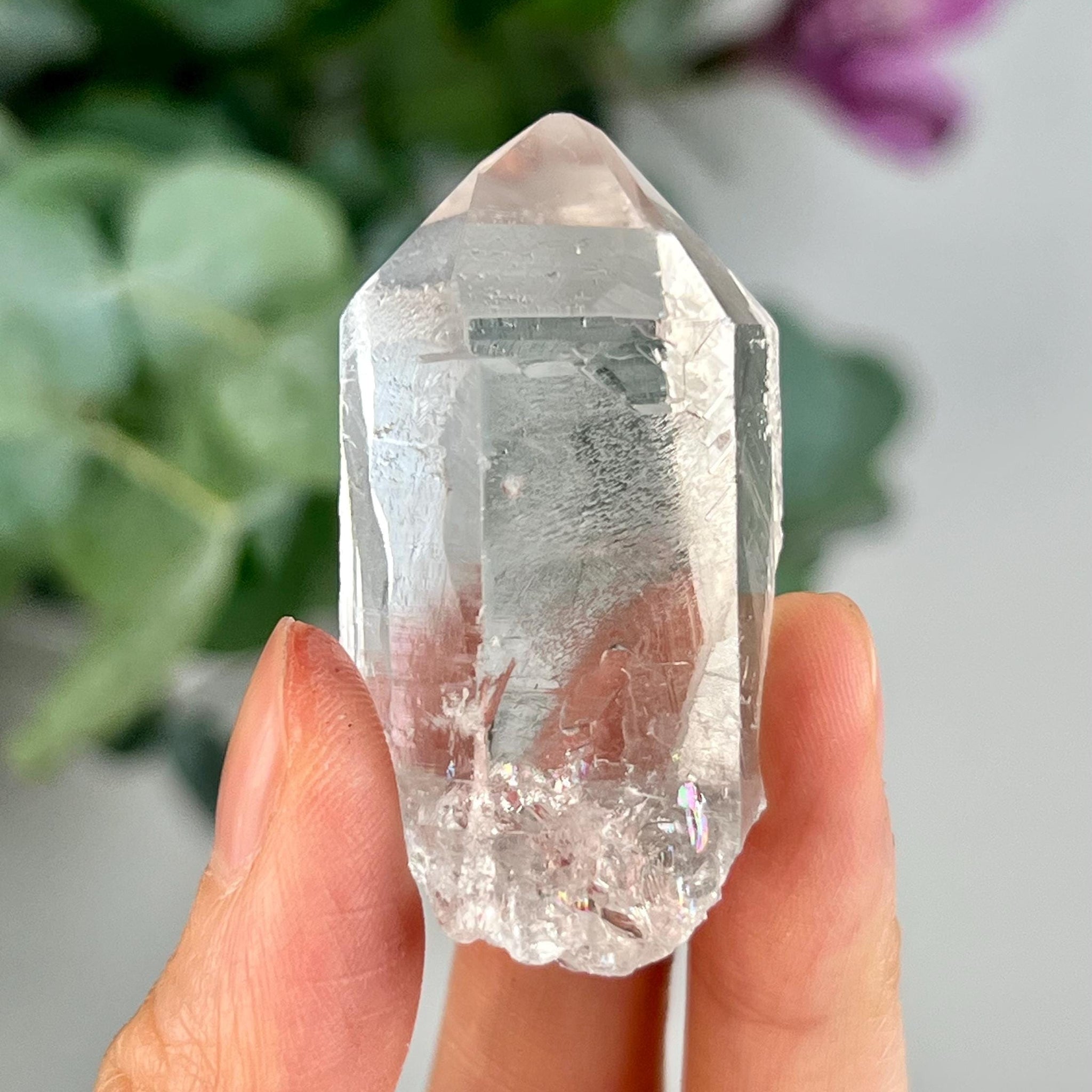 Grade AA+ Natural Etched Clear Quartz Point - Self-Healed Masterpiece of Clarity and Resilience QPC34, 34g