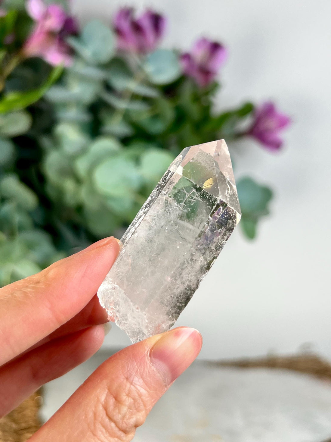 Grade AA Natural Etched Clear Quartz Point - Self-Healed Masterpiece of Clarity and Resilience QPC35, 45g