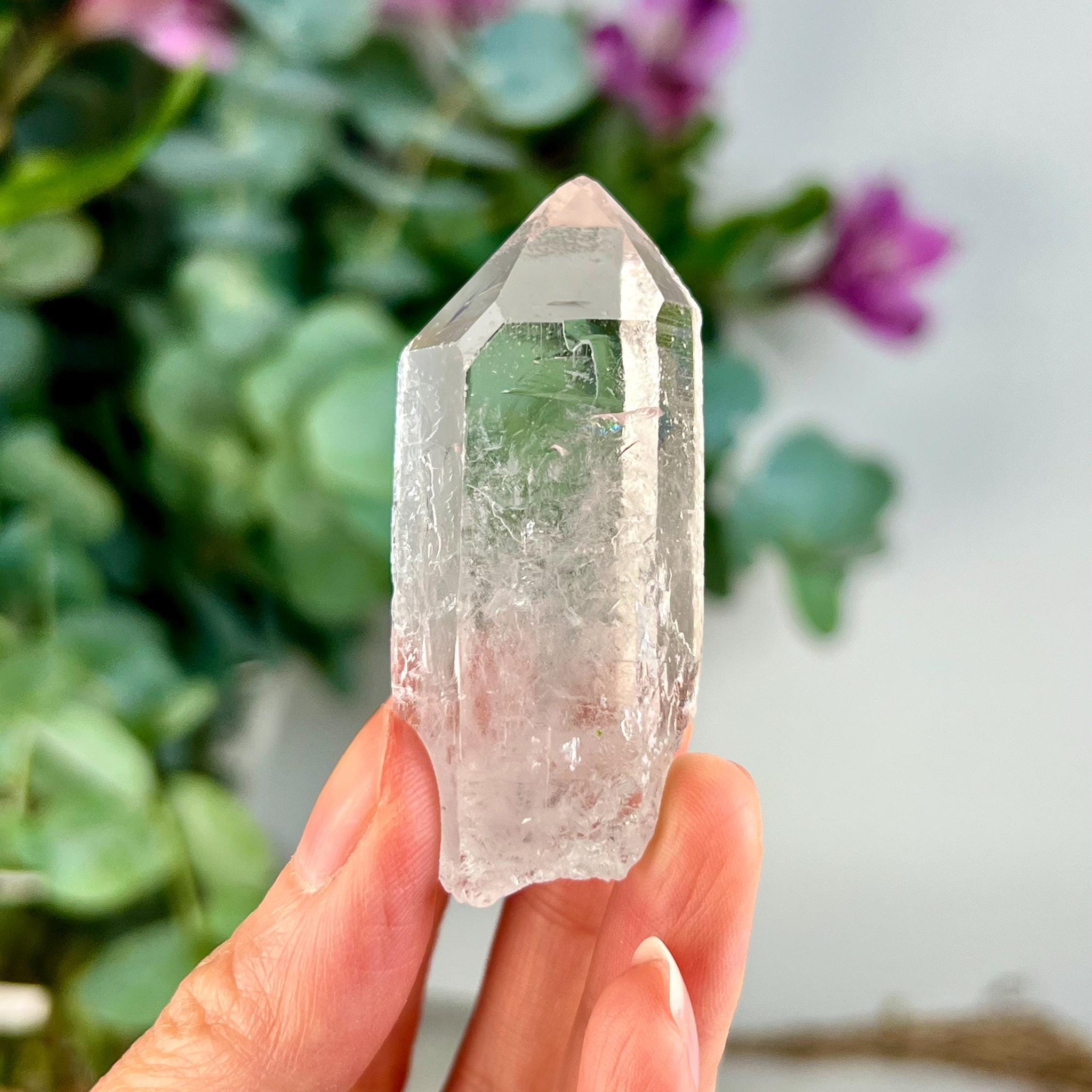 Grade AA Natural Etched Clear Quartz Point - Self-Healed Masterpiece of Clarity and Resilience QPC35, 45g