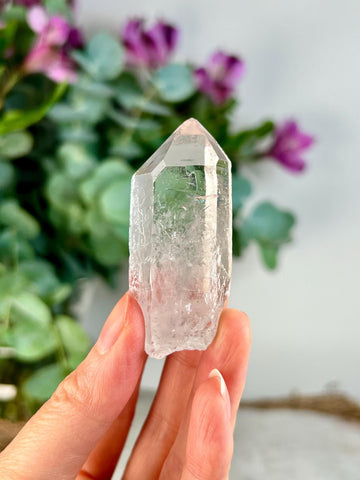 Grade AA Natural Etched Clear Quartz Point - Self-Healed Masterpiece of Clarity and Resilience QPC35, 45g