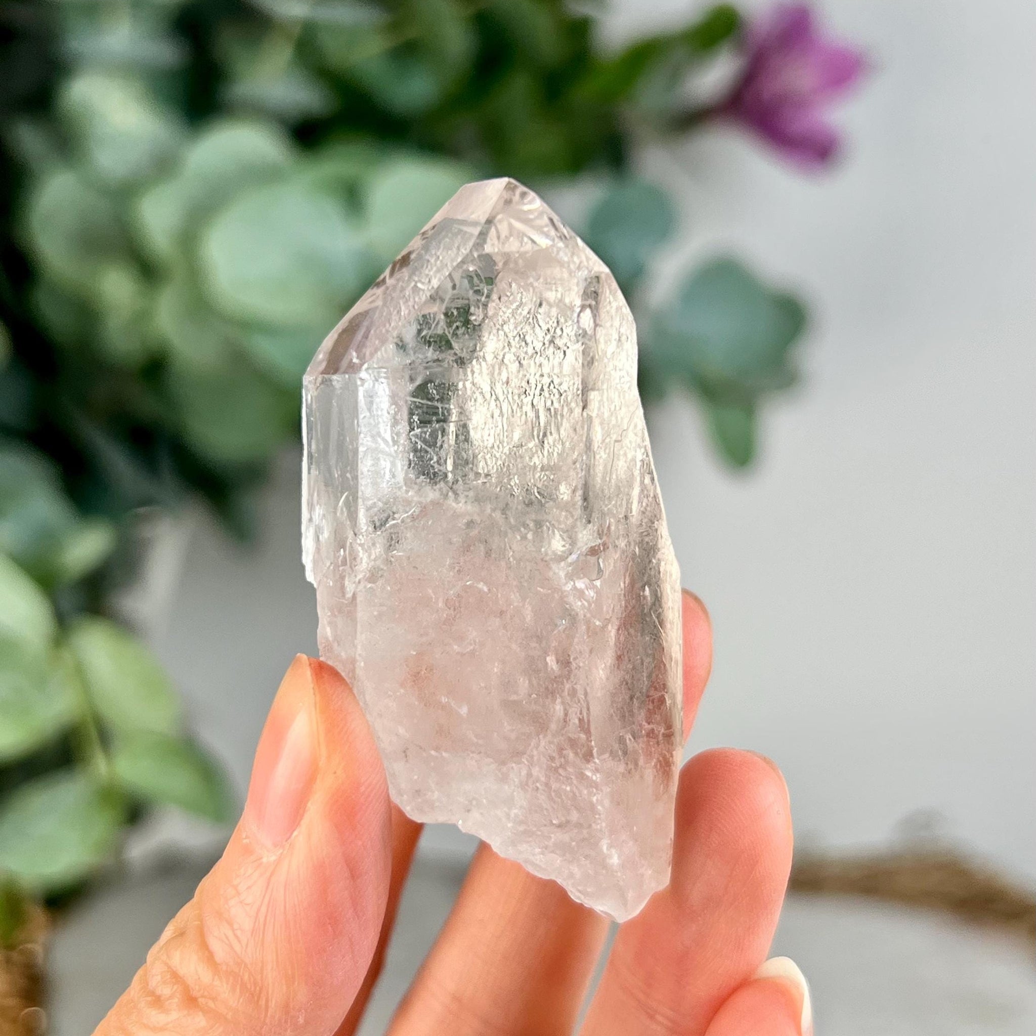 Grade AA Natural Etched Clear Quartz Point - Self-Healed Masterpiece of Clarity and Resilience QPC25, 58g