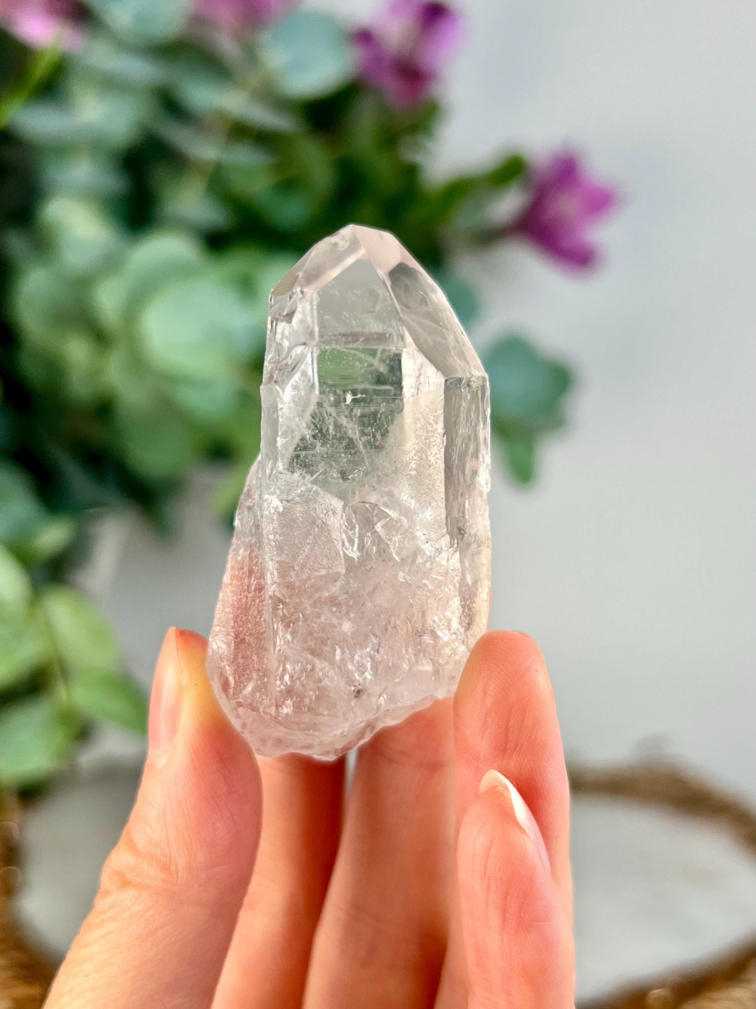 Grade AA Natural Etched Clear Quartz Point - Self-Healed Masterpiece of Clarity and Resilience QPC25, 58g