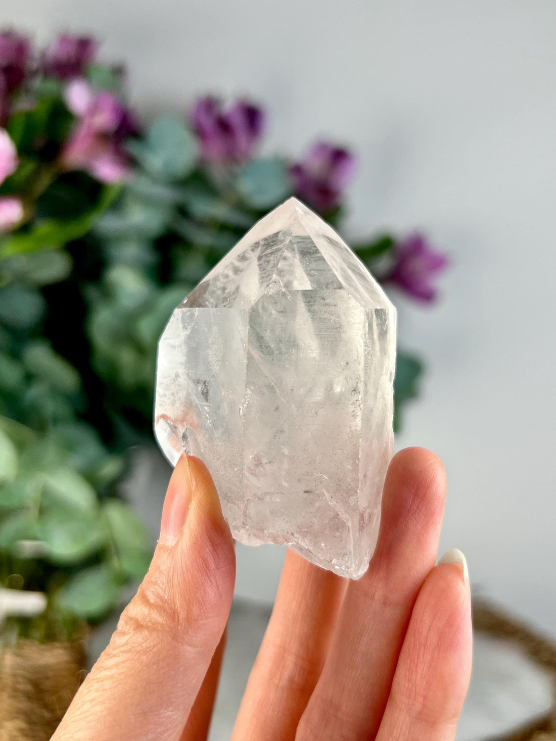 Grade AA Natural Etched Clear Quartz Point - Self-Healed Masterpiece of Clarity and Resilience QPC23, 93g