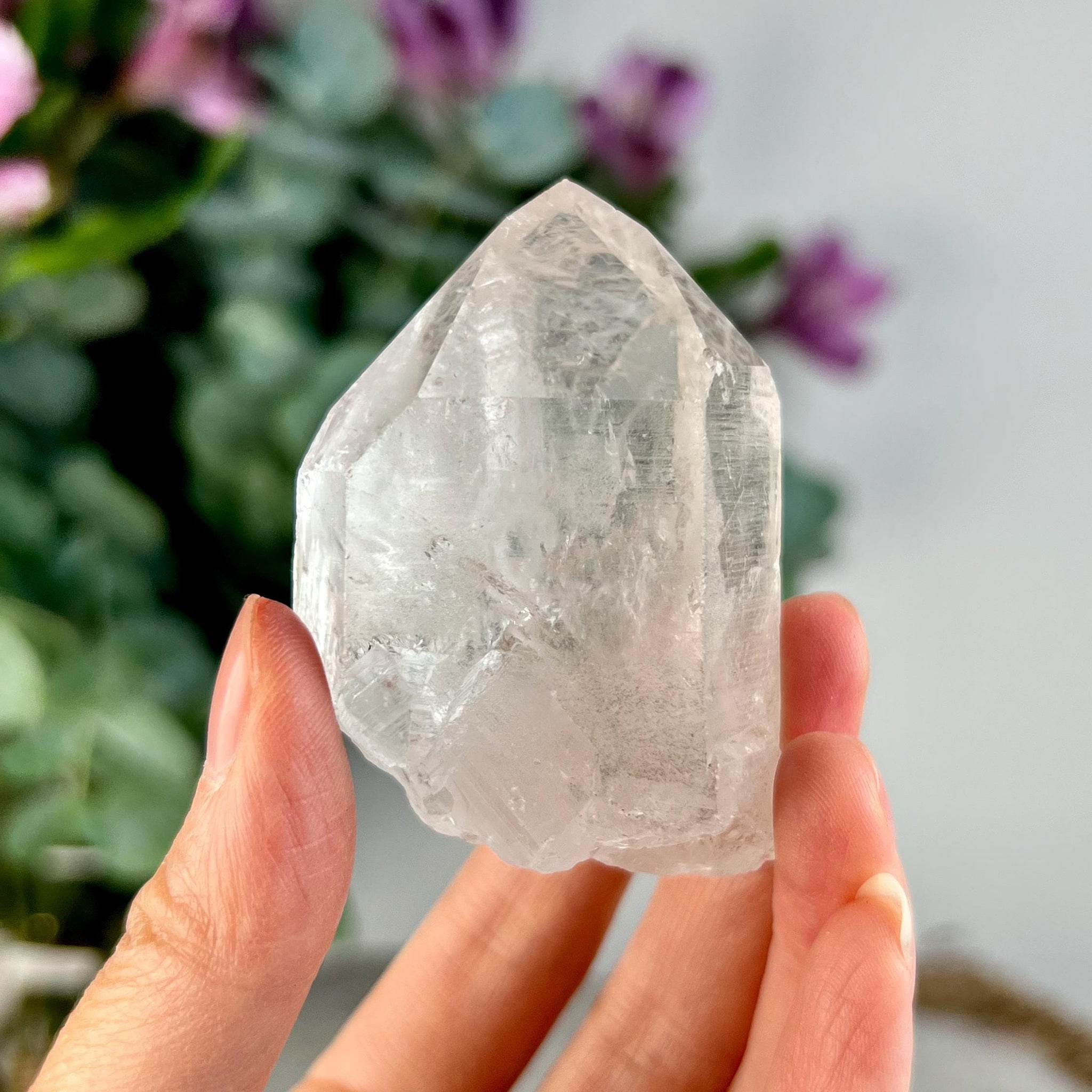 Grade AA Natural Etched Clear Quartz Point - Self-Healed Masterpiece of Clarity and Resilience QPC23, 93g