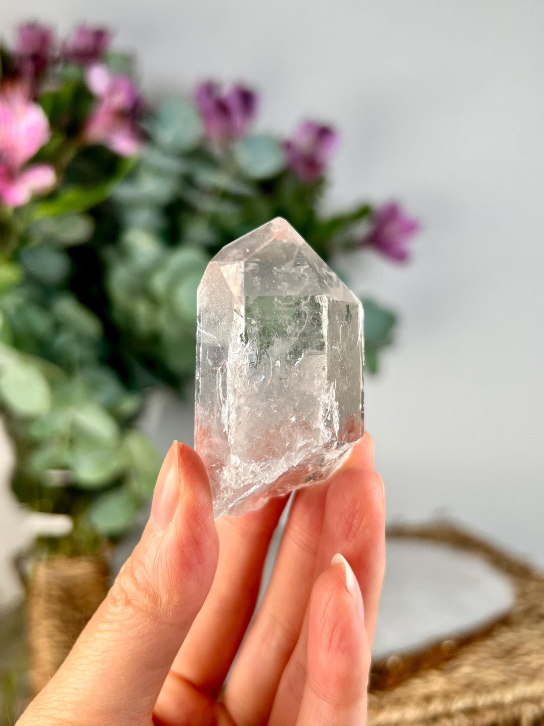 Grade AA Natural Etched Clear Quartz Point - Self-Healed, Master Healer, Clarity and Resilience QPC37, 60g