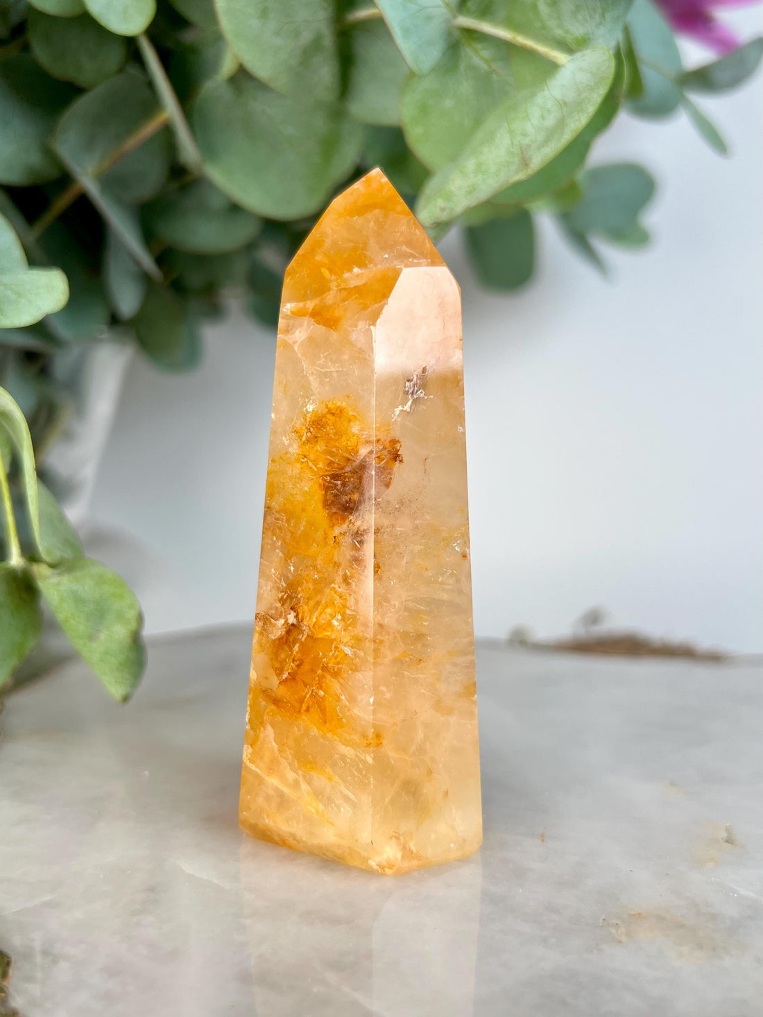 Grade AA Golden Healer Tower - Natural Hematoid Quartz for Ultimate Healing, Abundance, and High Energy Frequency GHC47, 147g