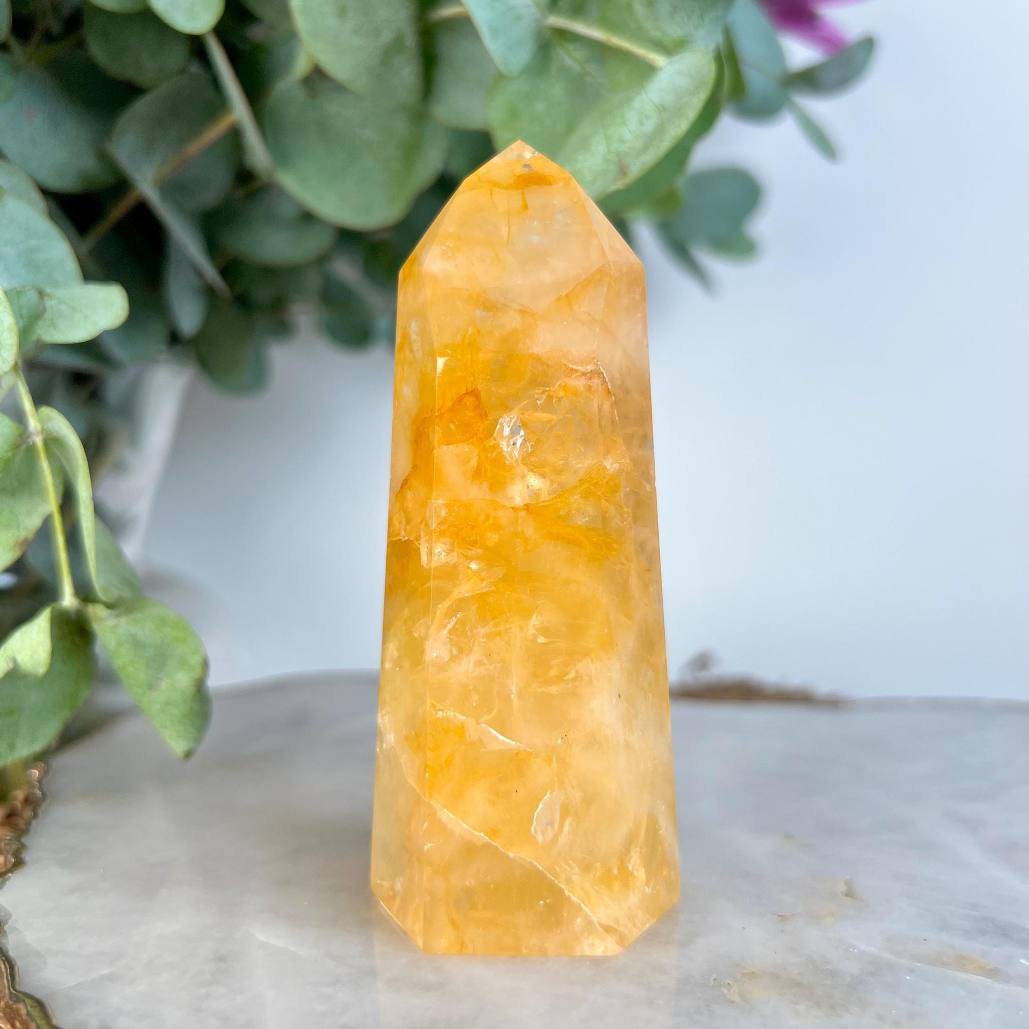 Grade AAA Golden Healer Tower - Natural Hematoid Quartz for Ultimate Healing, Abundance, and High Energy Frequency GHC49, 175g