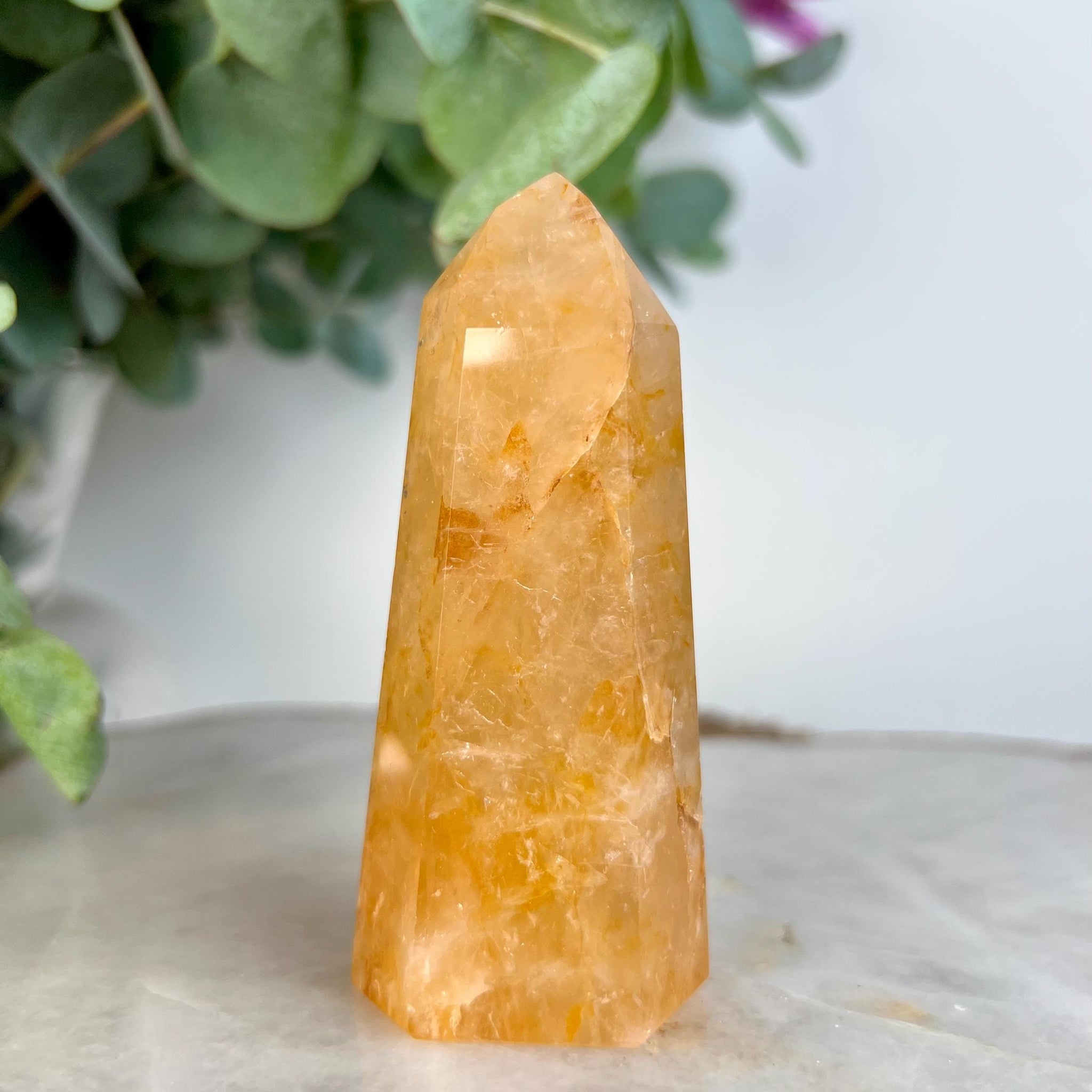 Grade AA Golden Healer Tower - Natural Hematoid Quartz for Ultimate Healing, Abundance, and High Energy Frequency GHC50, 154g