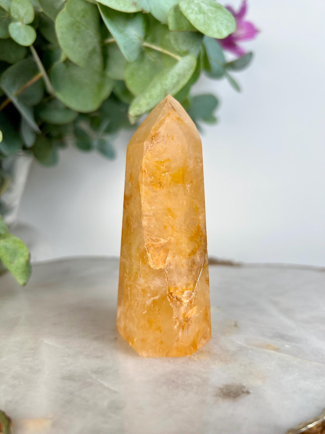 Grade AA Golden Healer Tower - Natural Hematoid Quartz for Ultimate Healing, Abundance, and High Energy Frequency GHC50, 154g