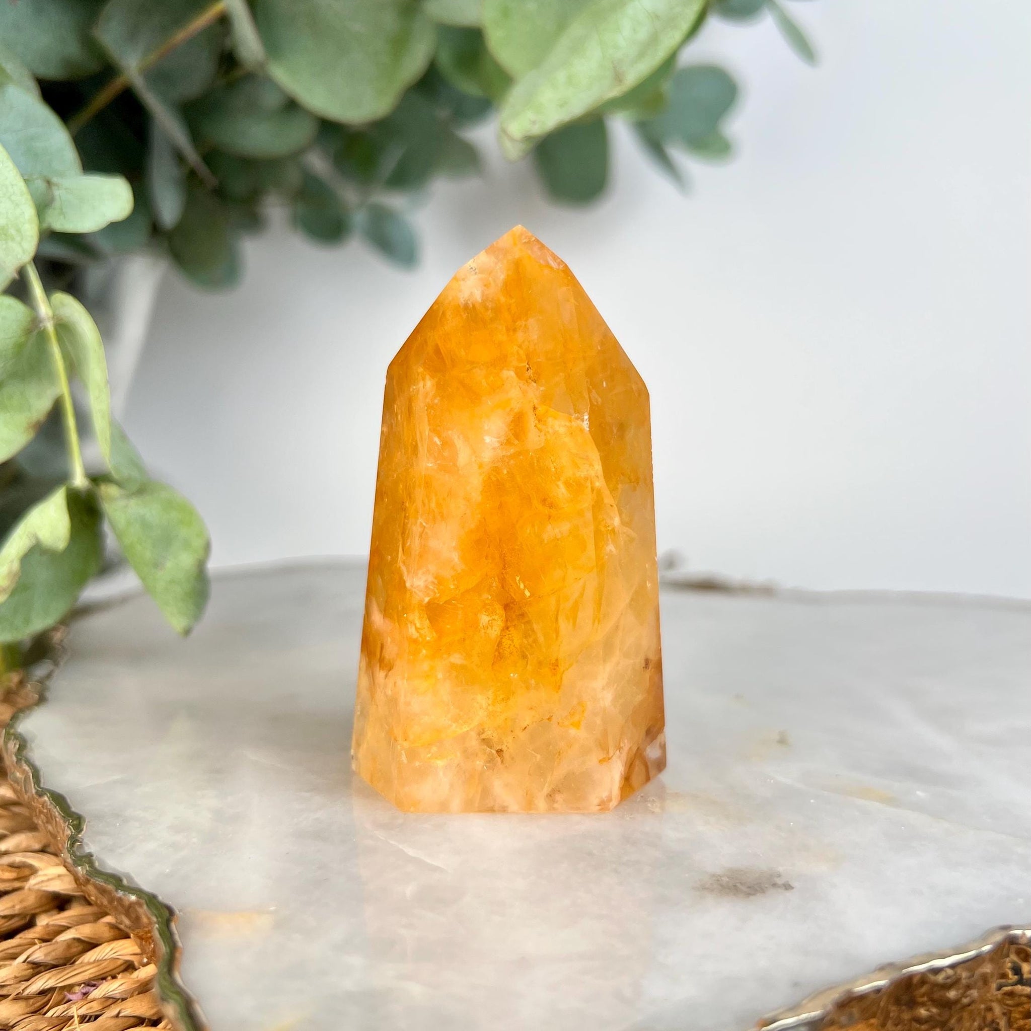 Grade AAA Golden Healer Tower - Natural Hematoid Quartz for Ultimate Healing, Abundance, and High Energy Frequency GHC53, 128g