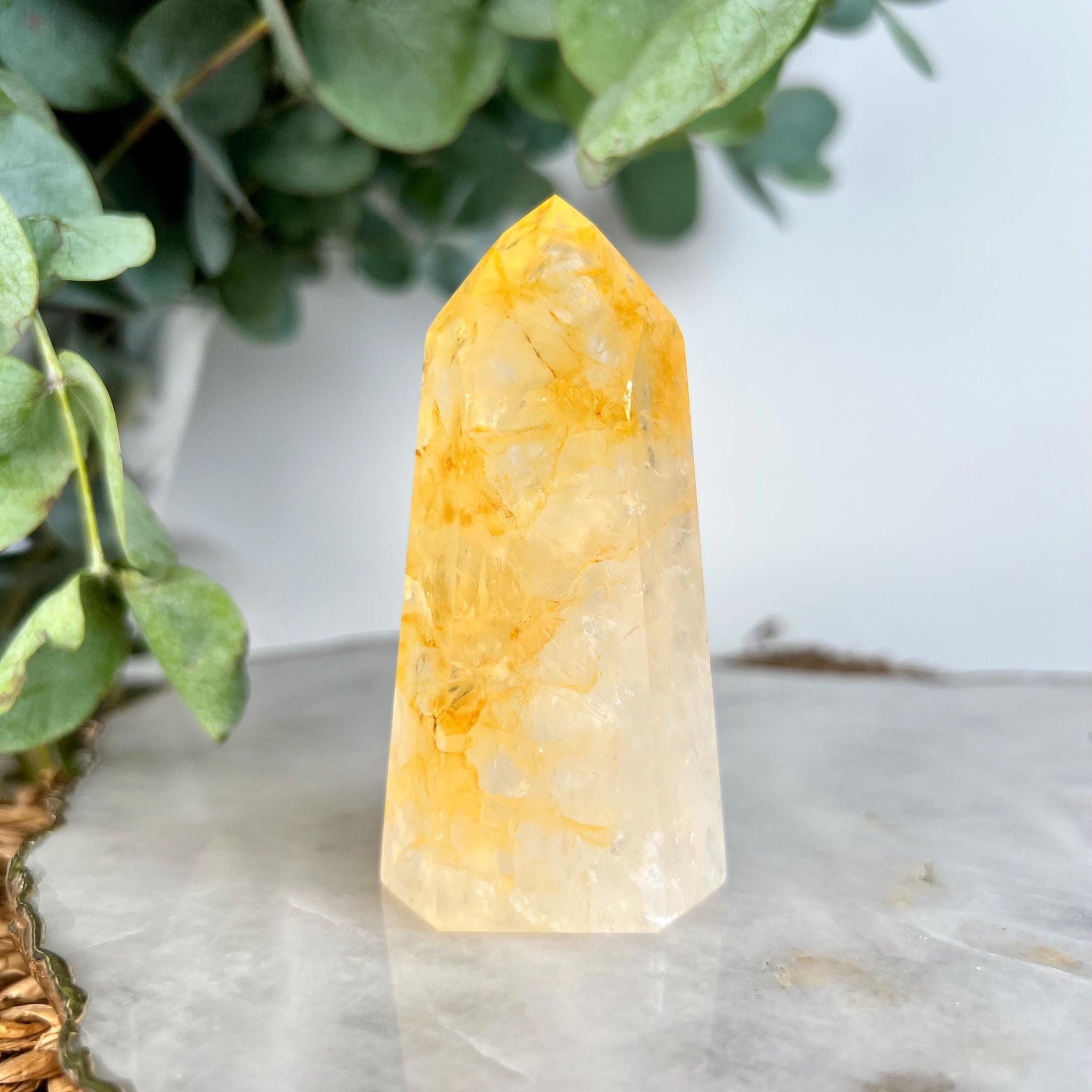 Grade AAA Golden Healer Tower - Natural Hematoid Quartz for Ultimate Healing, Abundance, and High Energy Frequency GHC55, 121g