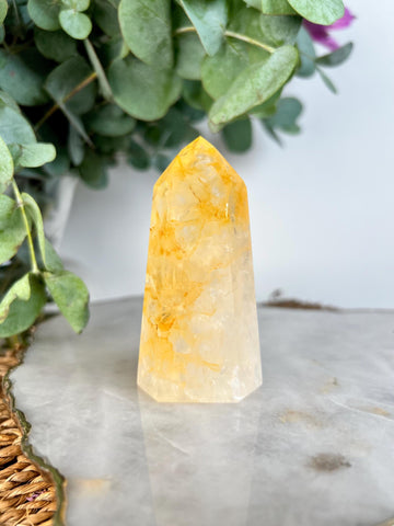 Grade AAA Golden Healer Tower - Natural Hematoid Quartz for Ultimate Healing, Abundance, and High Energy Frequency GHC55, 121g