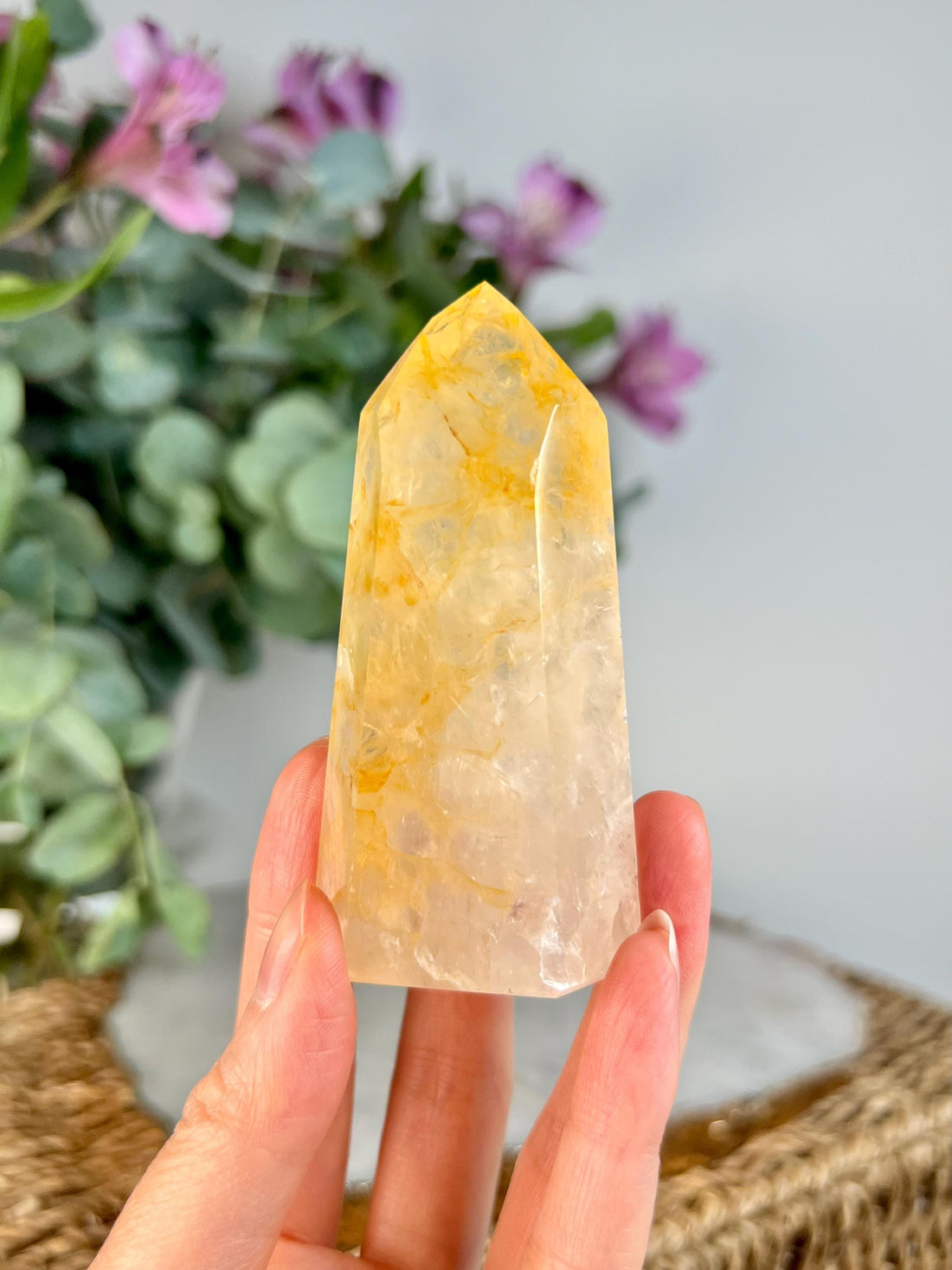 Grade AAA Golden Healer Tower - Natural Hematoid Quartz for Ultimate Healing, Abundance, and High Energy Frequency GHC55, 121g