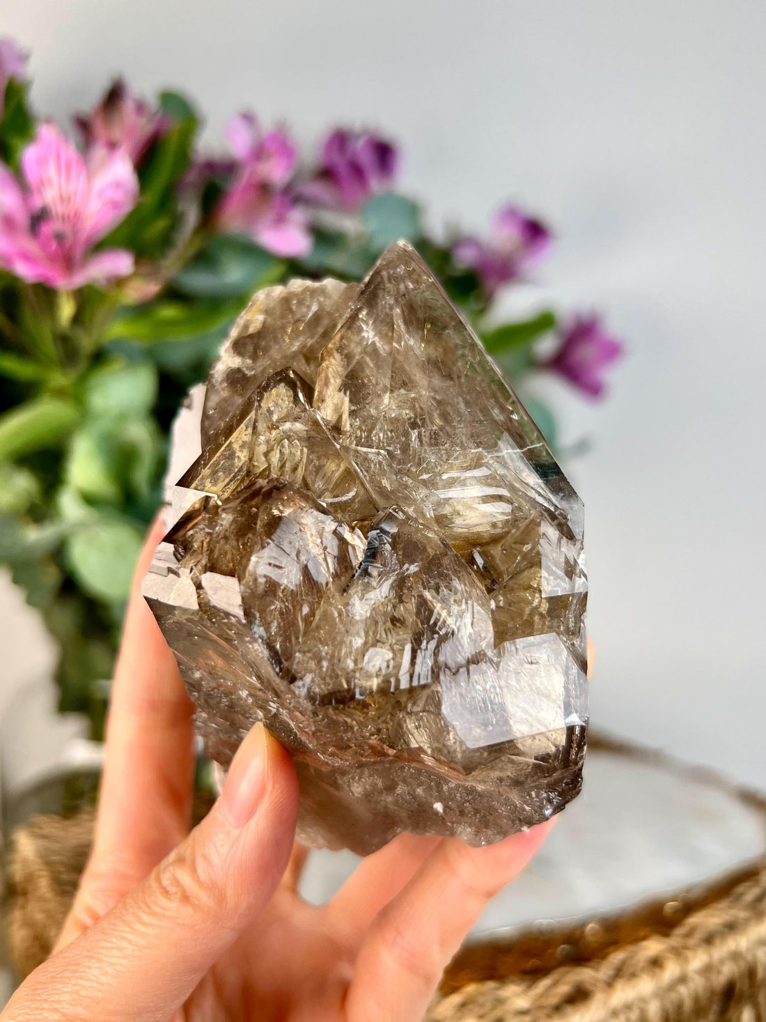 Grade AAA Elestial Smoky Quartz | Natural High-Vibe Formation from Araçuai, Brazil | Unique & Powerful 504g, SEH09