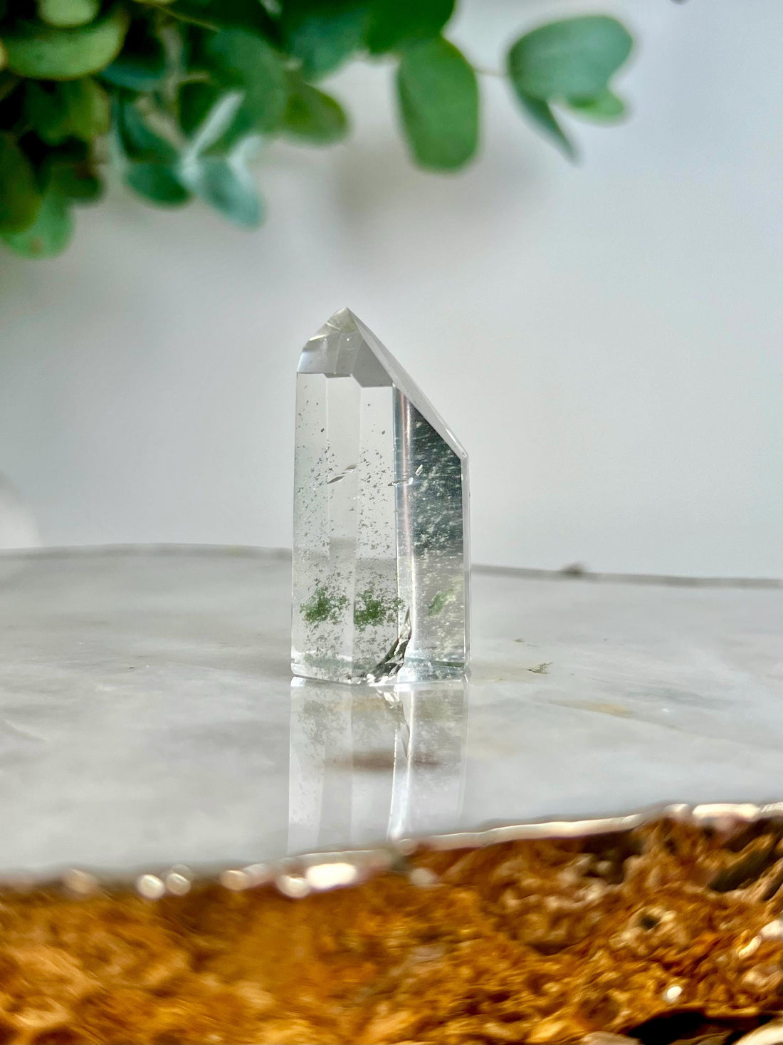 Grade AA+ Clear Quartz Tower with Chlorite from Brazil, Ethically Sourced for Flood Relief | Minor Polish Imperfections 28-36g