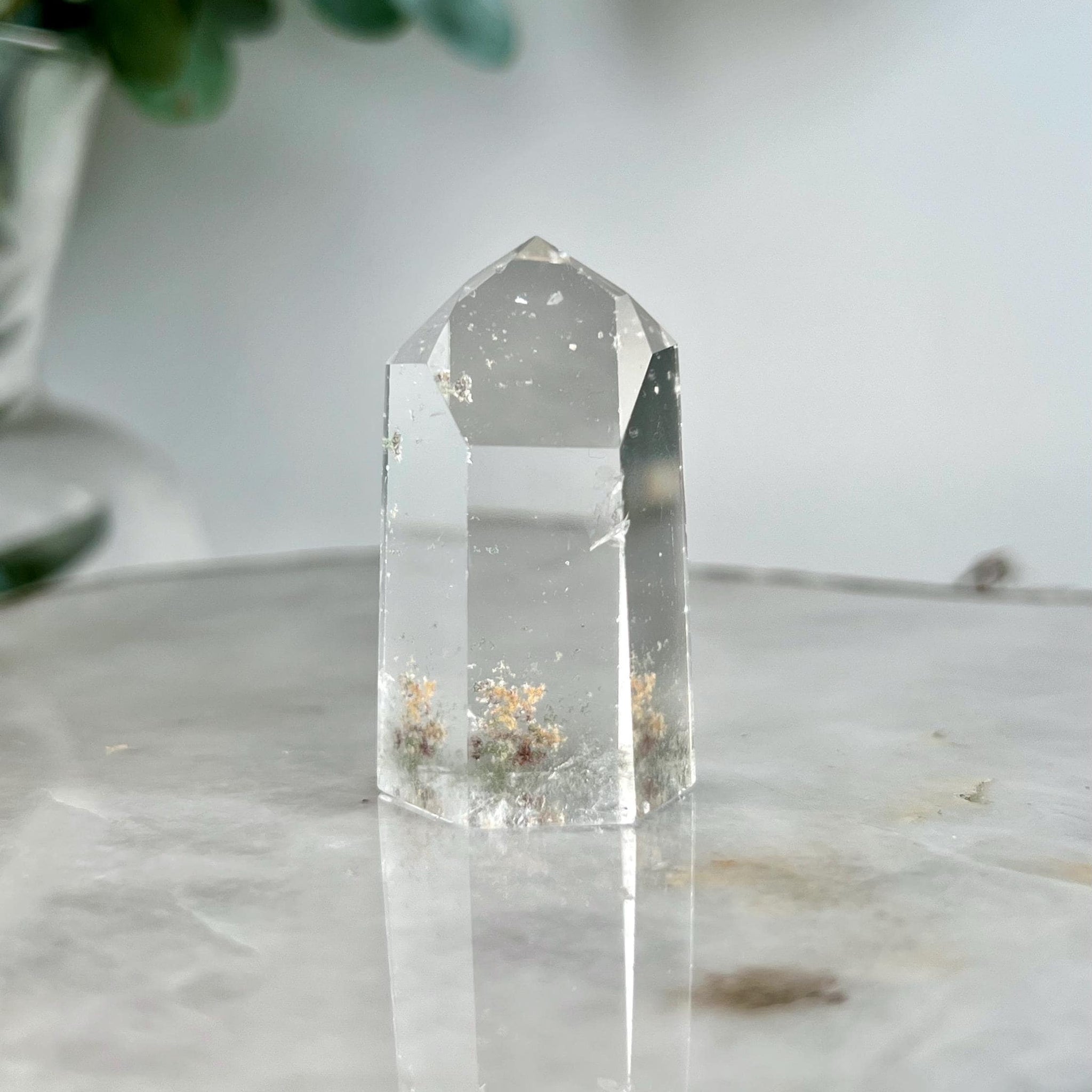 Grade AA+ Clear Quartz Tower with Chlorite from Brazil, Ethically Sourced for Flood Relief | Minor Polish Imperfections 32-45g