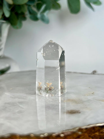 Grade AA+ Clear Quartz Tower with Chlorite from Brazil, Ethically Sourced for Flood Relief | Minor Polish Imperfections 32-45g