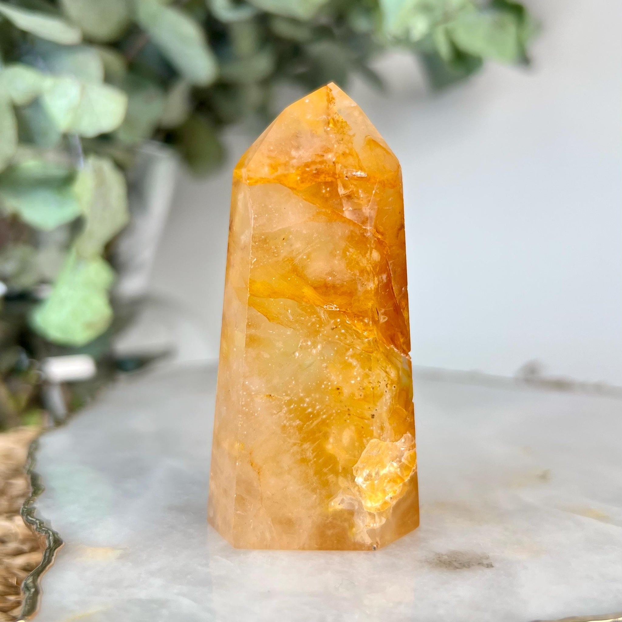 Grade AAA Golden Healer Tower - Natural Hematoid Quartz for Ultimate Healing, Abundance, and High Energy Frequency GHC57, 83g