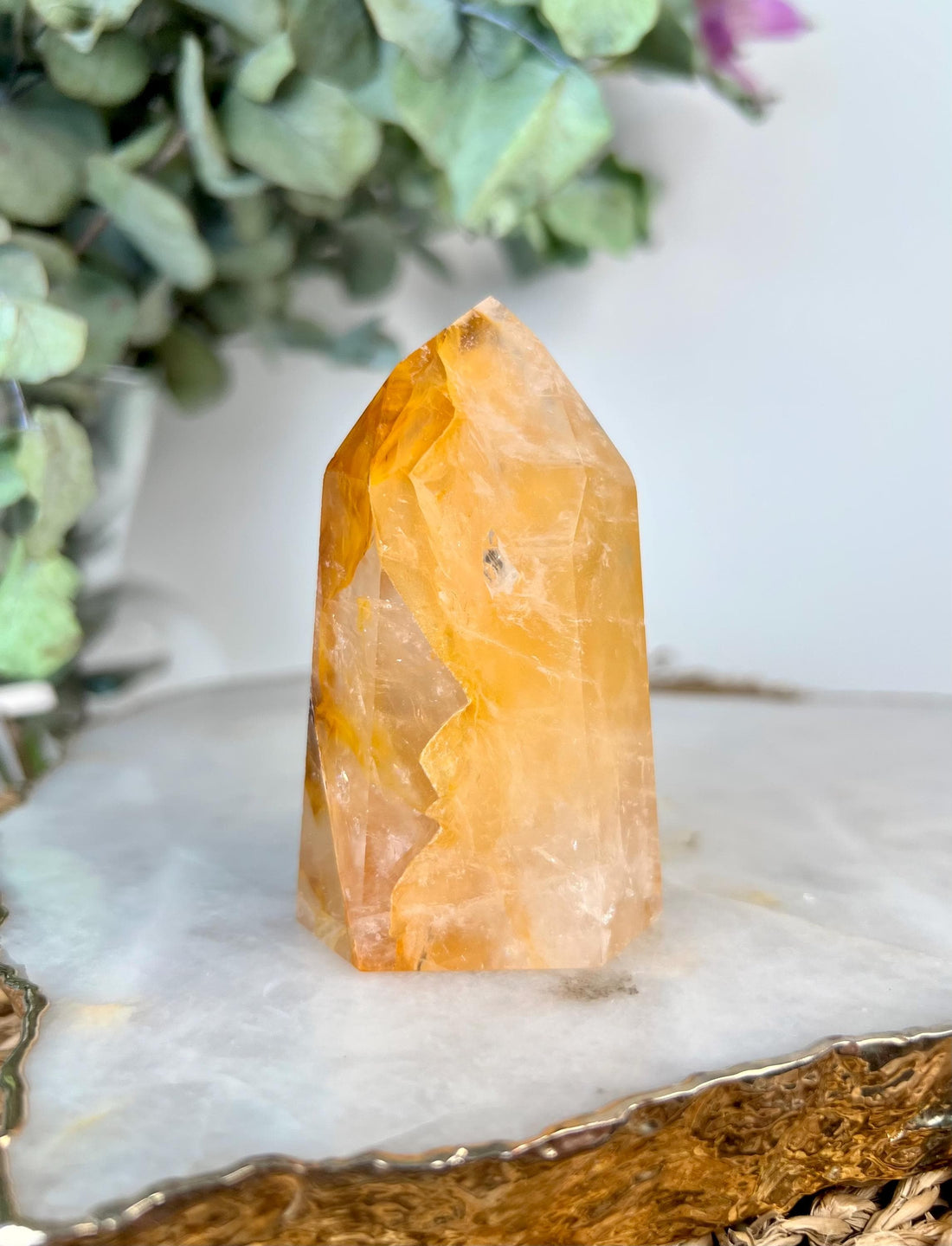 Grade AAA Golden Healer Tower - Natural Hematoid Quartz for Ultimate Healing, Abundance, and High Energy Frequency GHC58, 140g